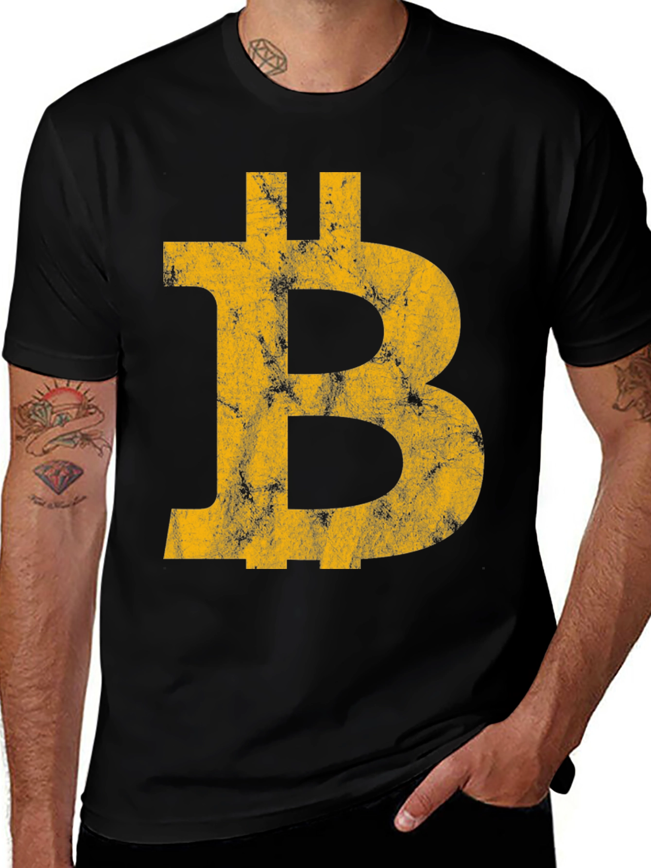 Variant 6 of Bitcoin Symbol Black T-Shirt - Cryptocurrency Tee