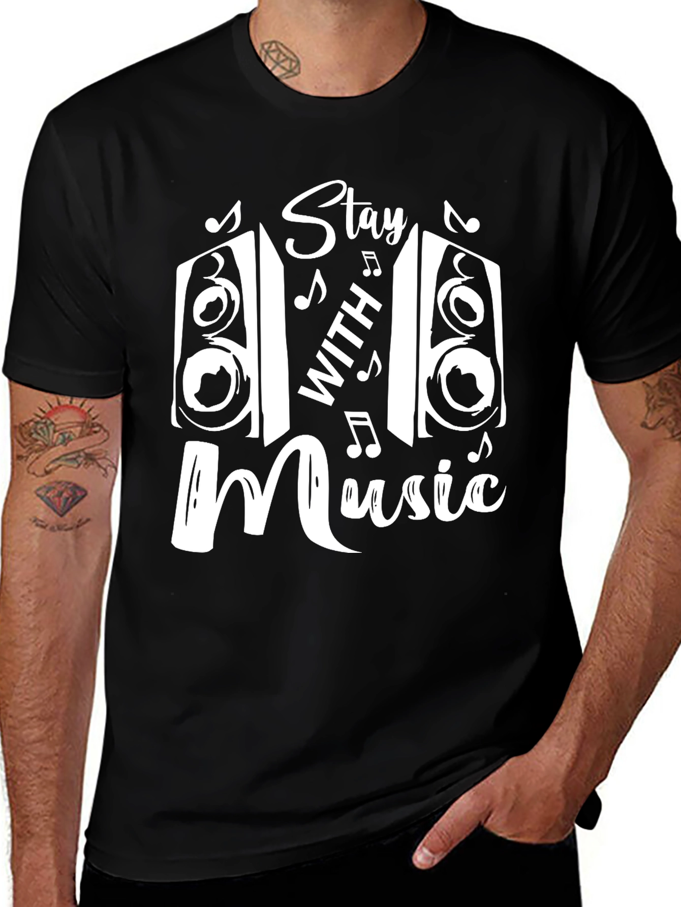 Variant 2 of Stay With Music Black Graphic Tee