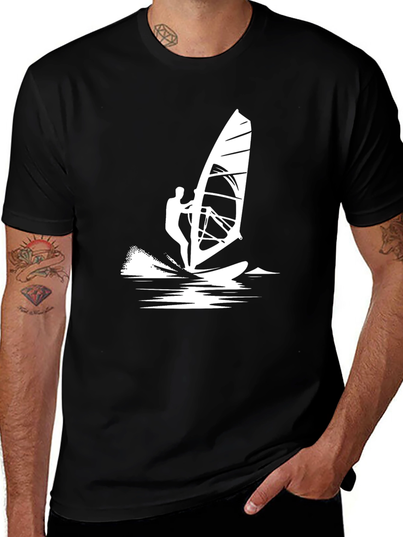 Variant 2 of Windsurfer Graphic Tee - Black