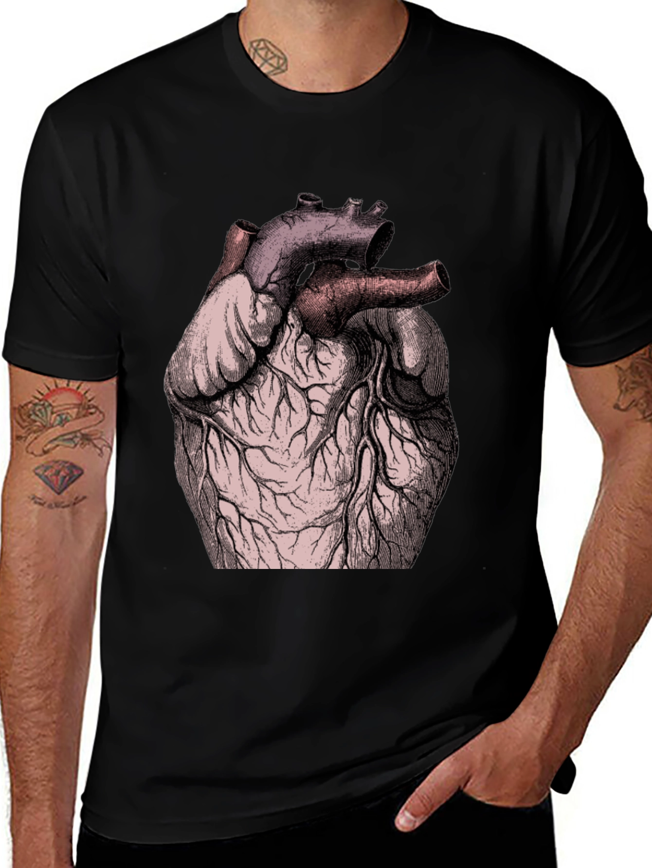 Variant 26 of Anatomical Heart Graphic Tee - Black