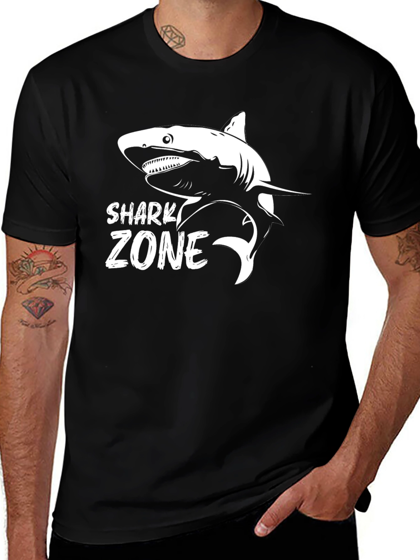 Variant 17 of Shark Zone Graphic T-Shirt | Mens Crew Neck Tee