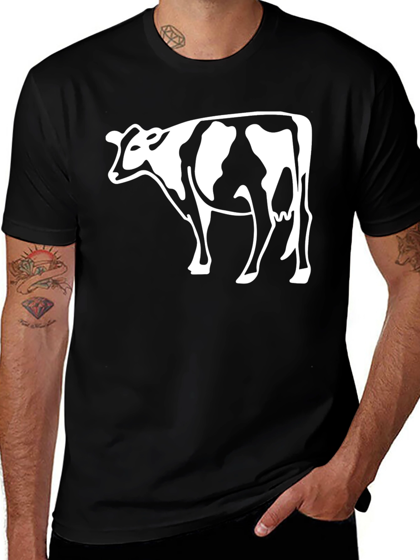 Variant 11 of Black Cow Graphic Tee - Animal Lover's Delight
