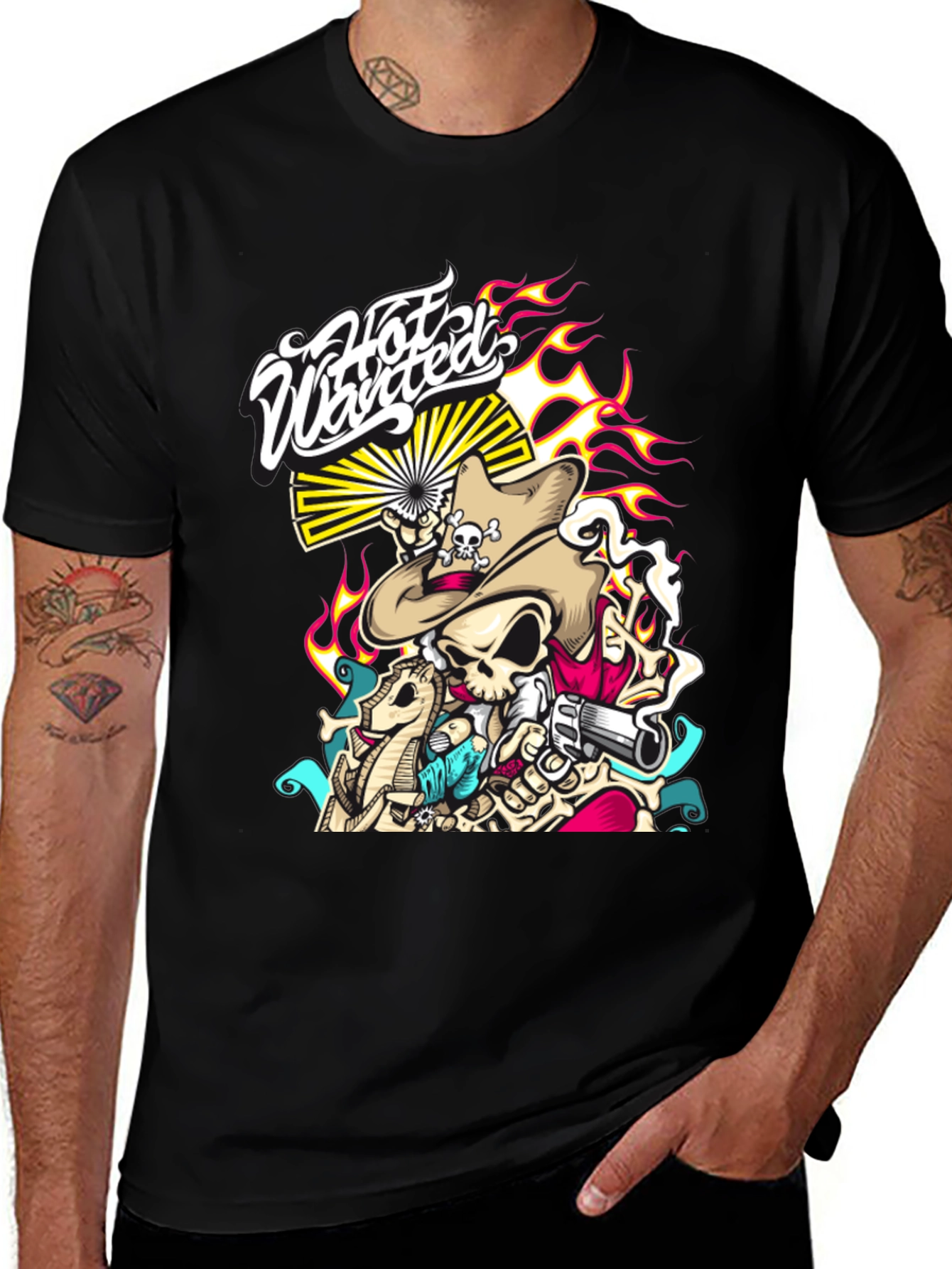 Variant 19 of Hot Wanted Graphic Print Black T-Shirt