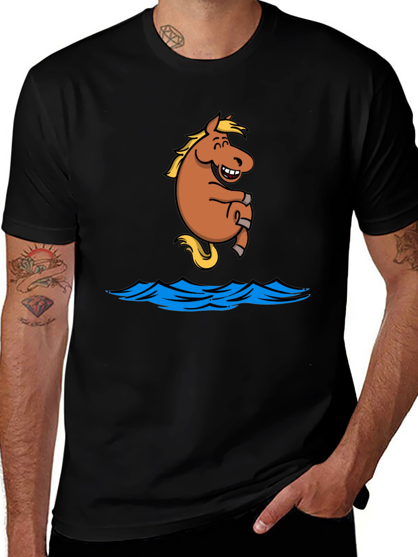 Variant 12 of Funny Horse Jumping Water Graphic Tee