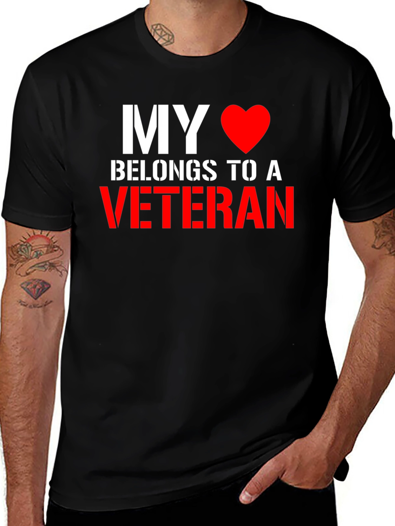 Variant 18 of My Heart Belongs to a Veteran T-Shirt - Patriotic Love