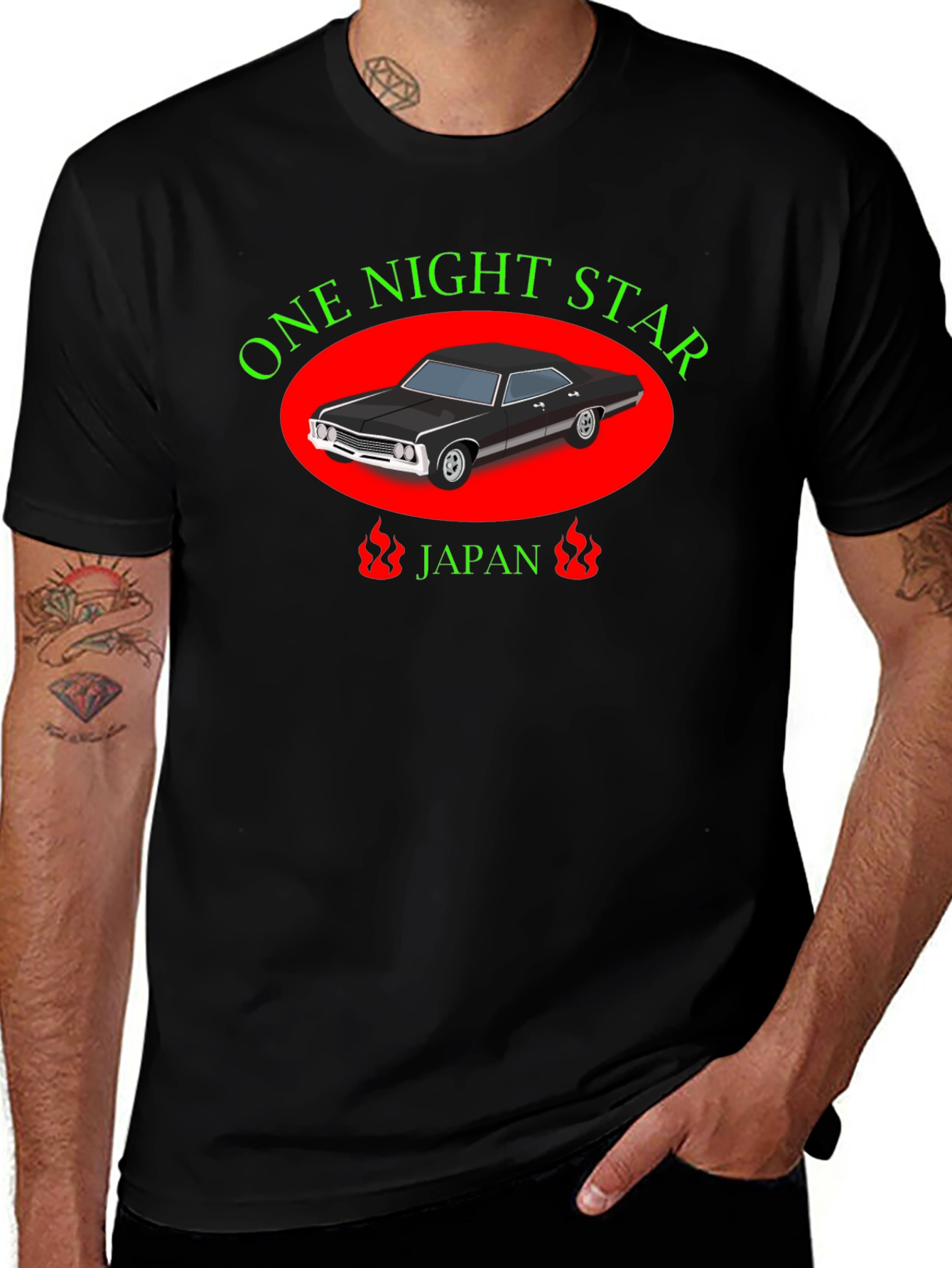 Variant 3 of One Night Star Car Graphic Black T-Shirt