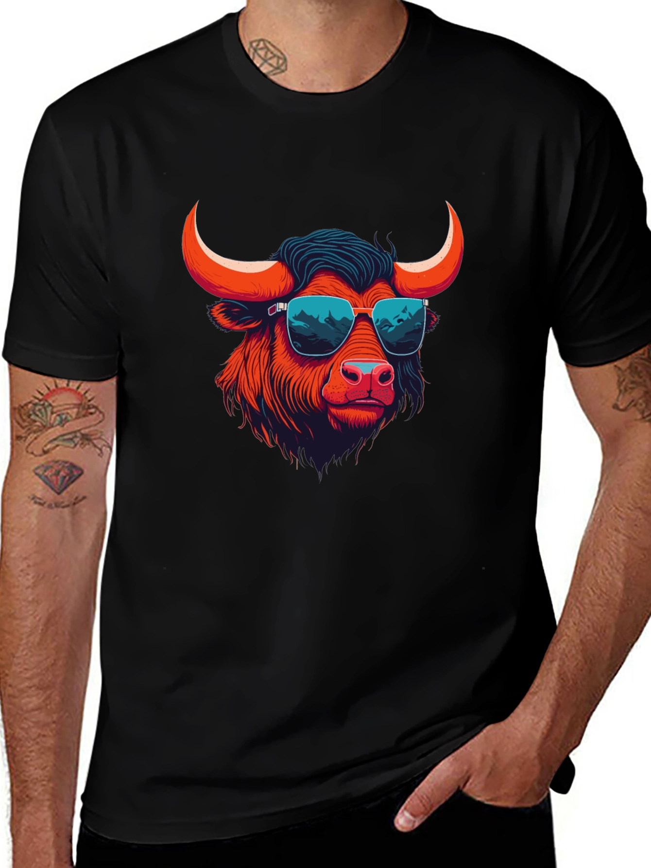 Variant 30 of Cool Bull Graphic Tee - Black Casual T-Shirt