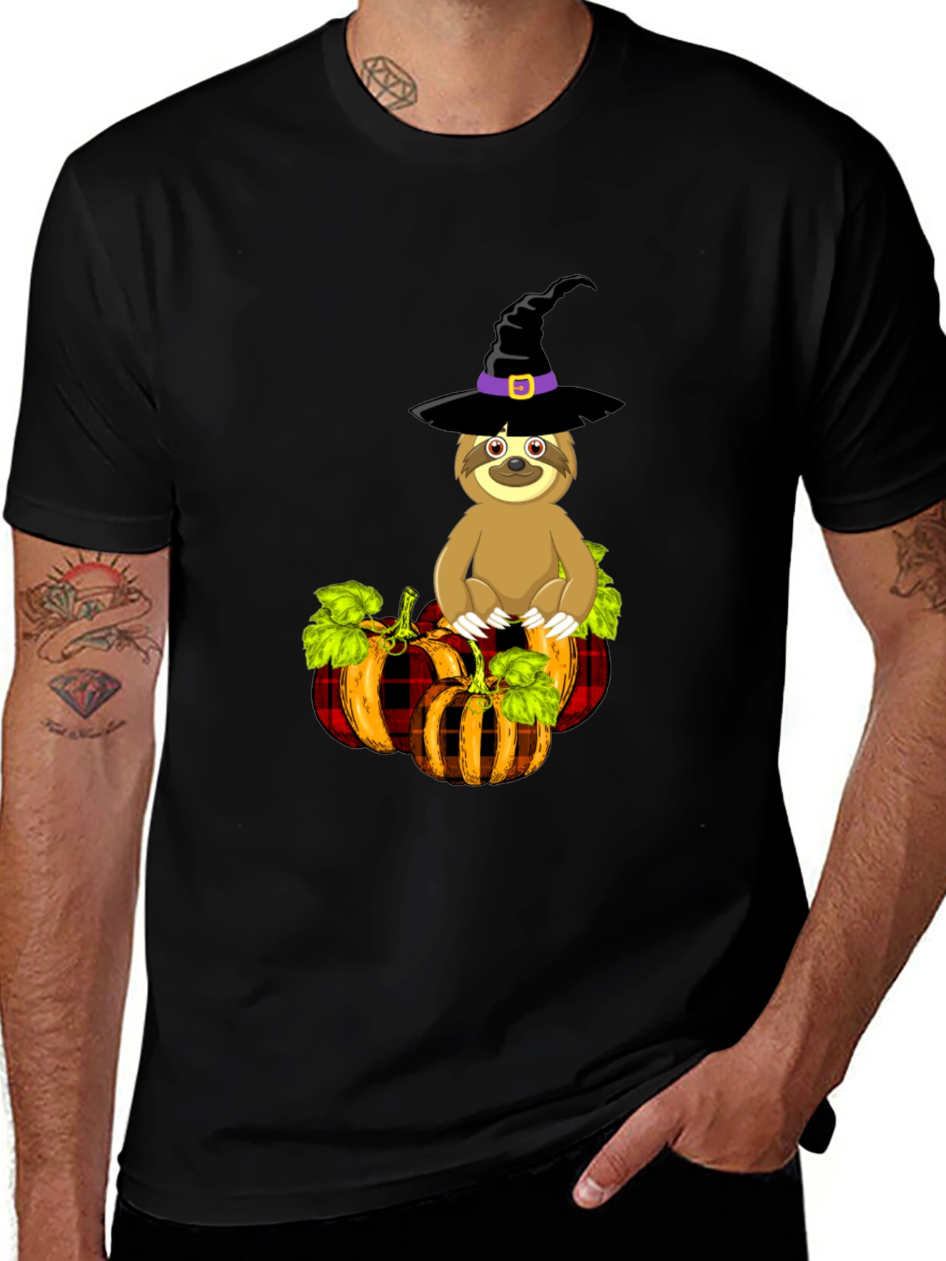 Variant 8 of Sloth Witch Pumpkin T-Shirt: Halloween Apparel
