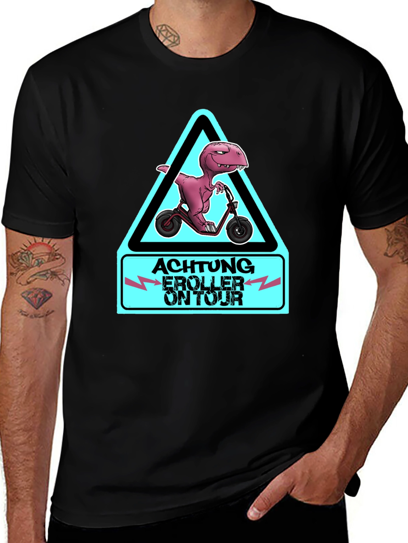 Variant 24 of Warning Dinosaur E-Scooter T-Shirt