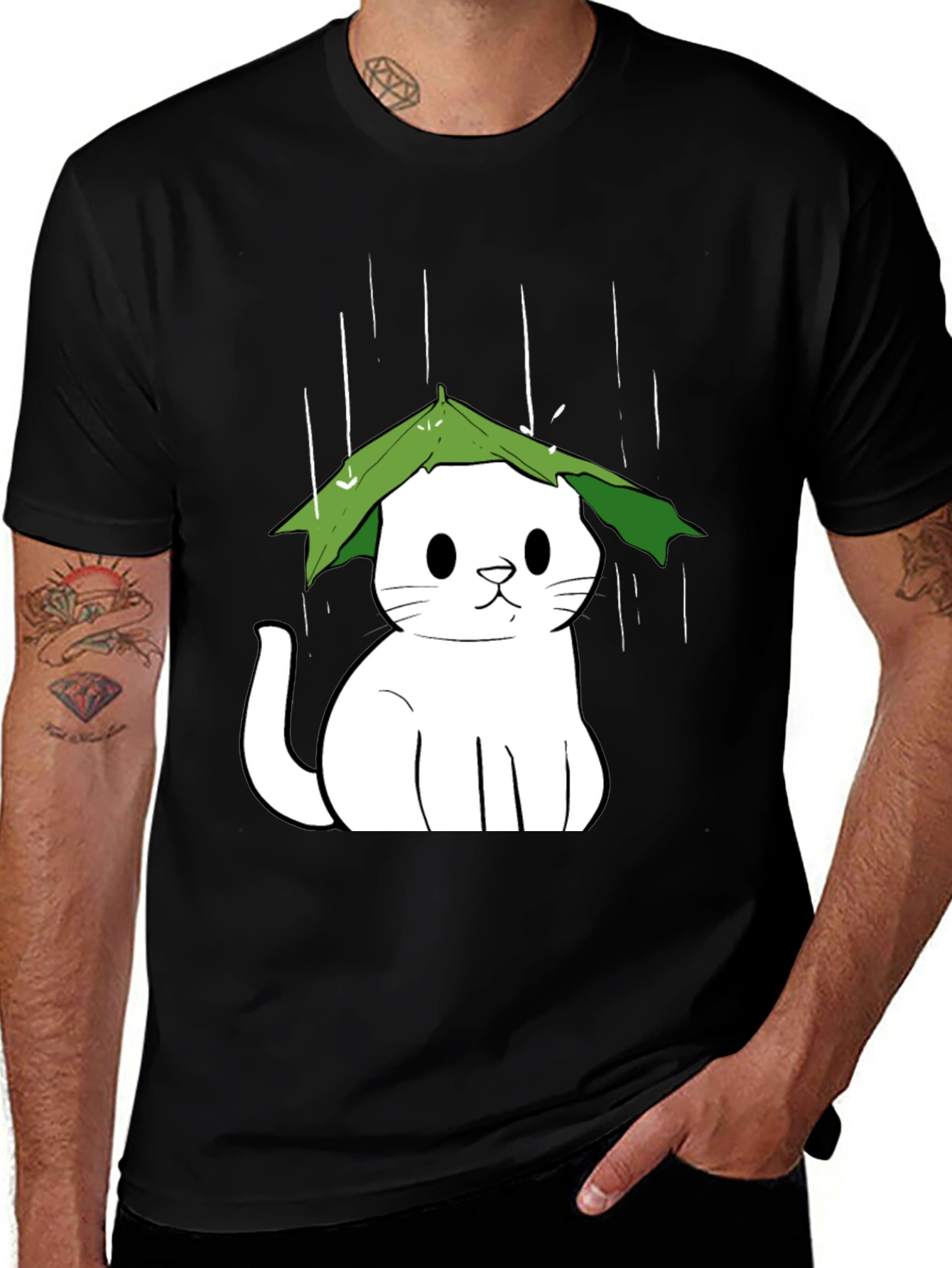 Variant 9 of Cat Under Leaf Umbrella T-Shirt
