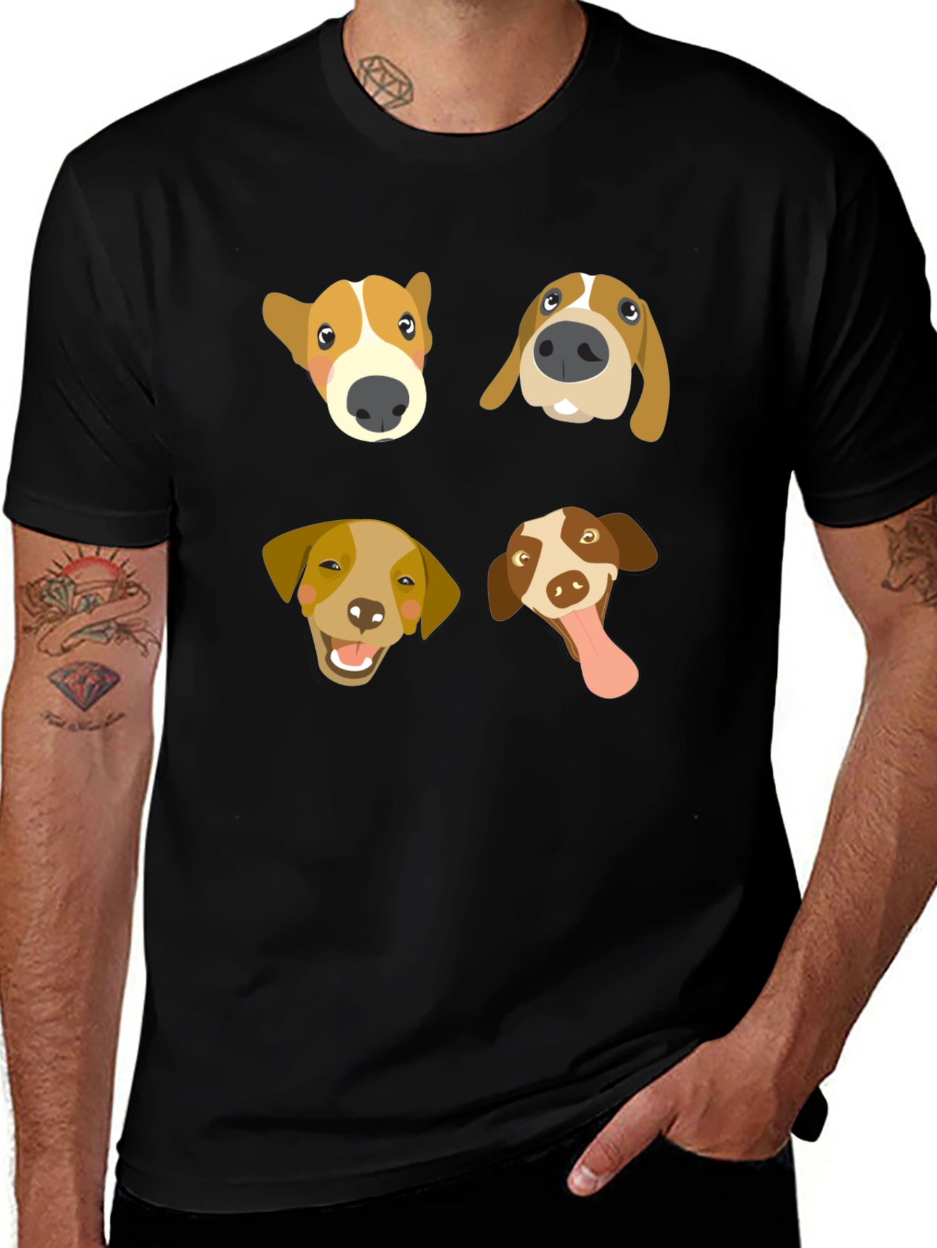 Variant 29 of Dog Faces Black T-Shirt