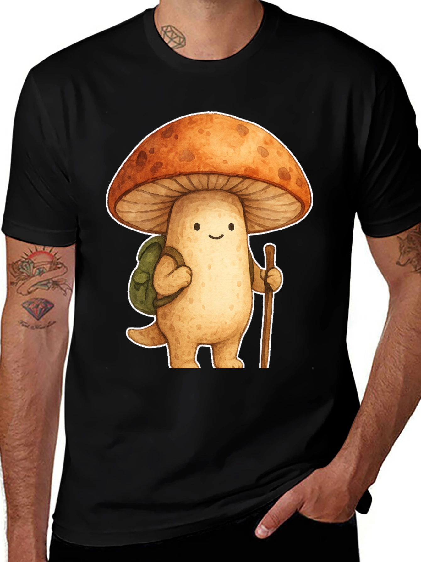 Variant 15 of Mushroom Hiker Graphic Tee - Whimsical Nature Shirt
