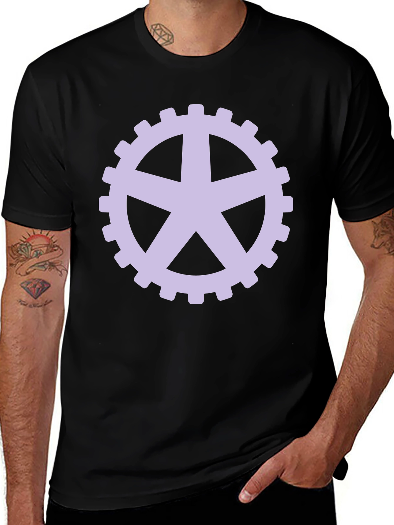 Variant 18 of Gear Star Graphic Tee - Black Crew Neck T-Shirt