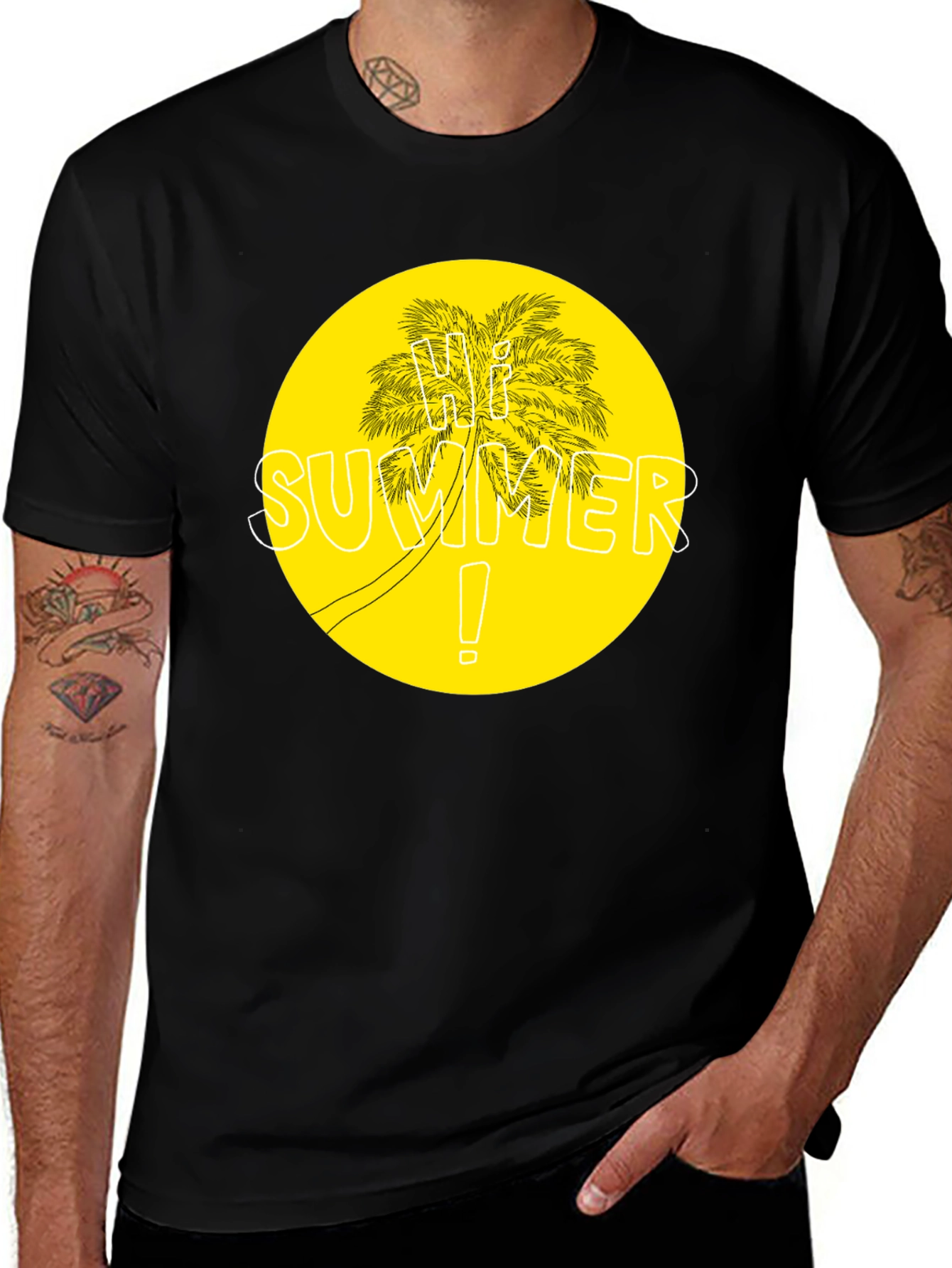 Variant 13 of Summer Palm Graphic Tee - Black