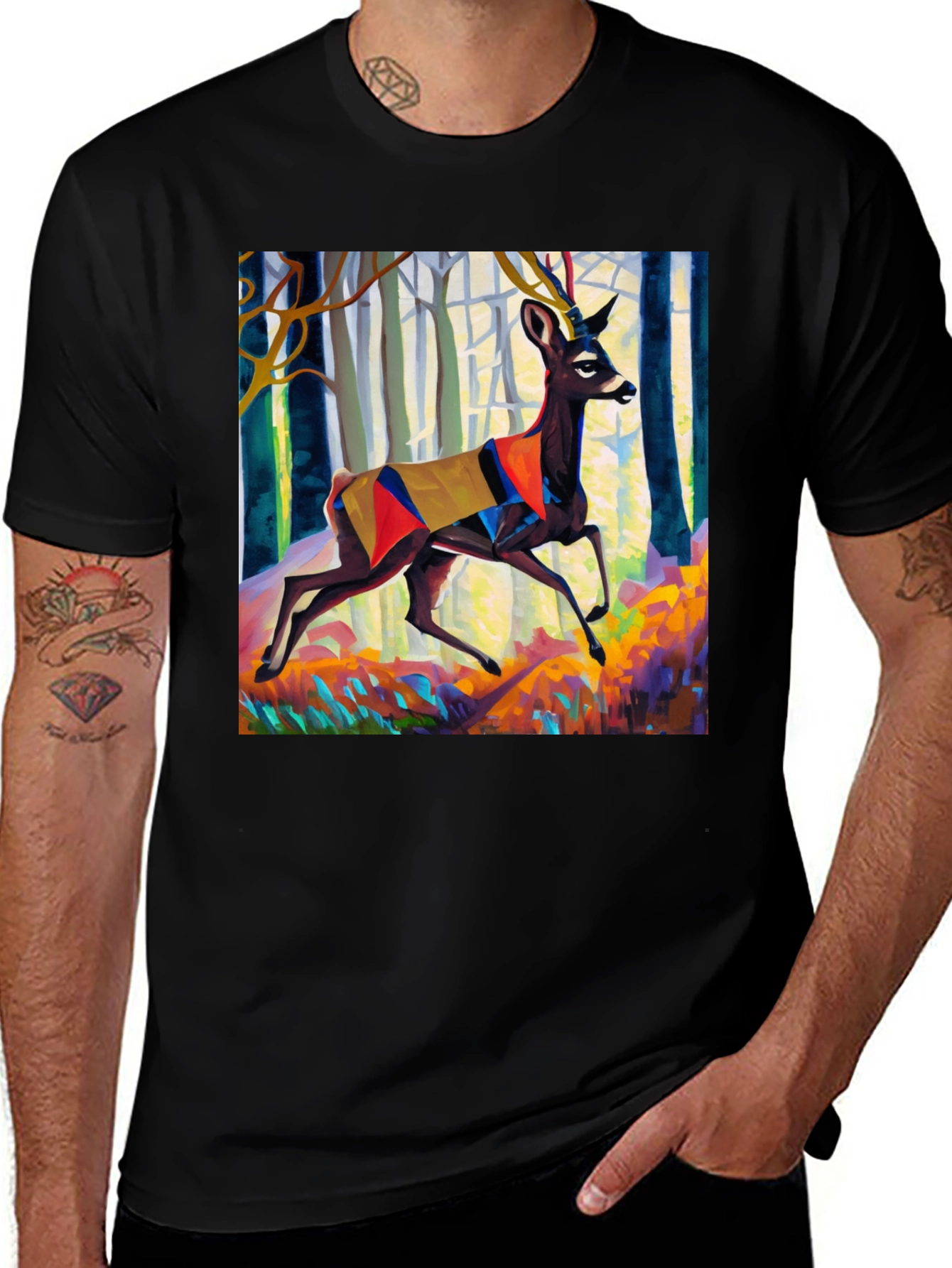 Variant 21 of Abstract Deer Graphic Tee - Modern Art T-Shirt