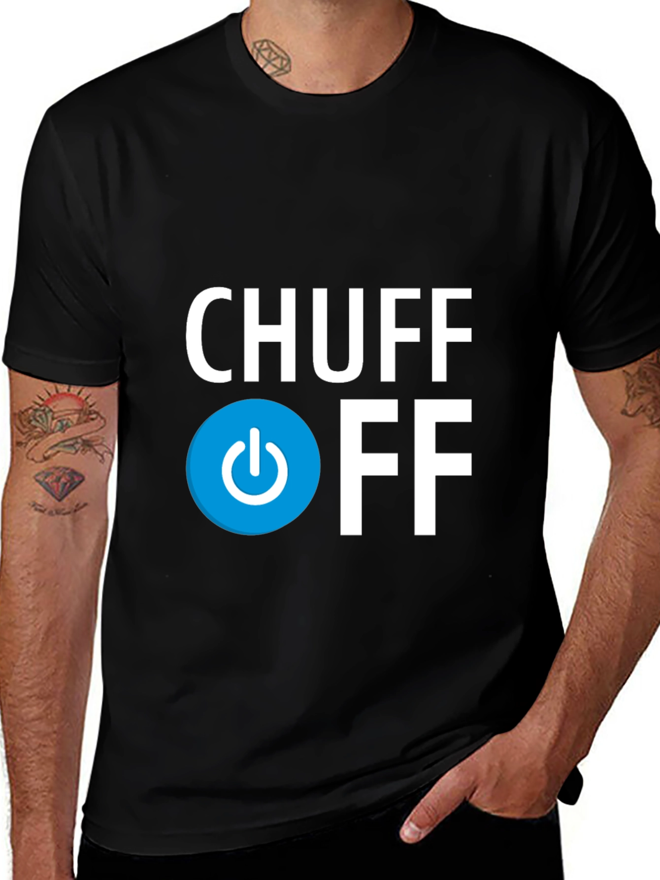Variant 12 of Chuff Off Funny Graphic Tee - Black