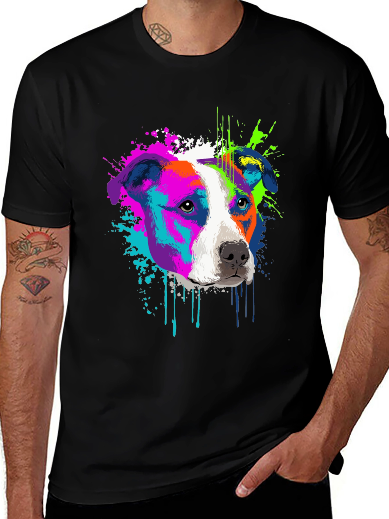 Variant 29 of Colorful Pitbull Dog Graphic Tee - Unique Print