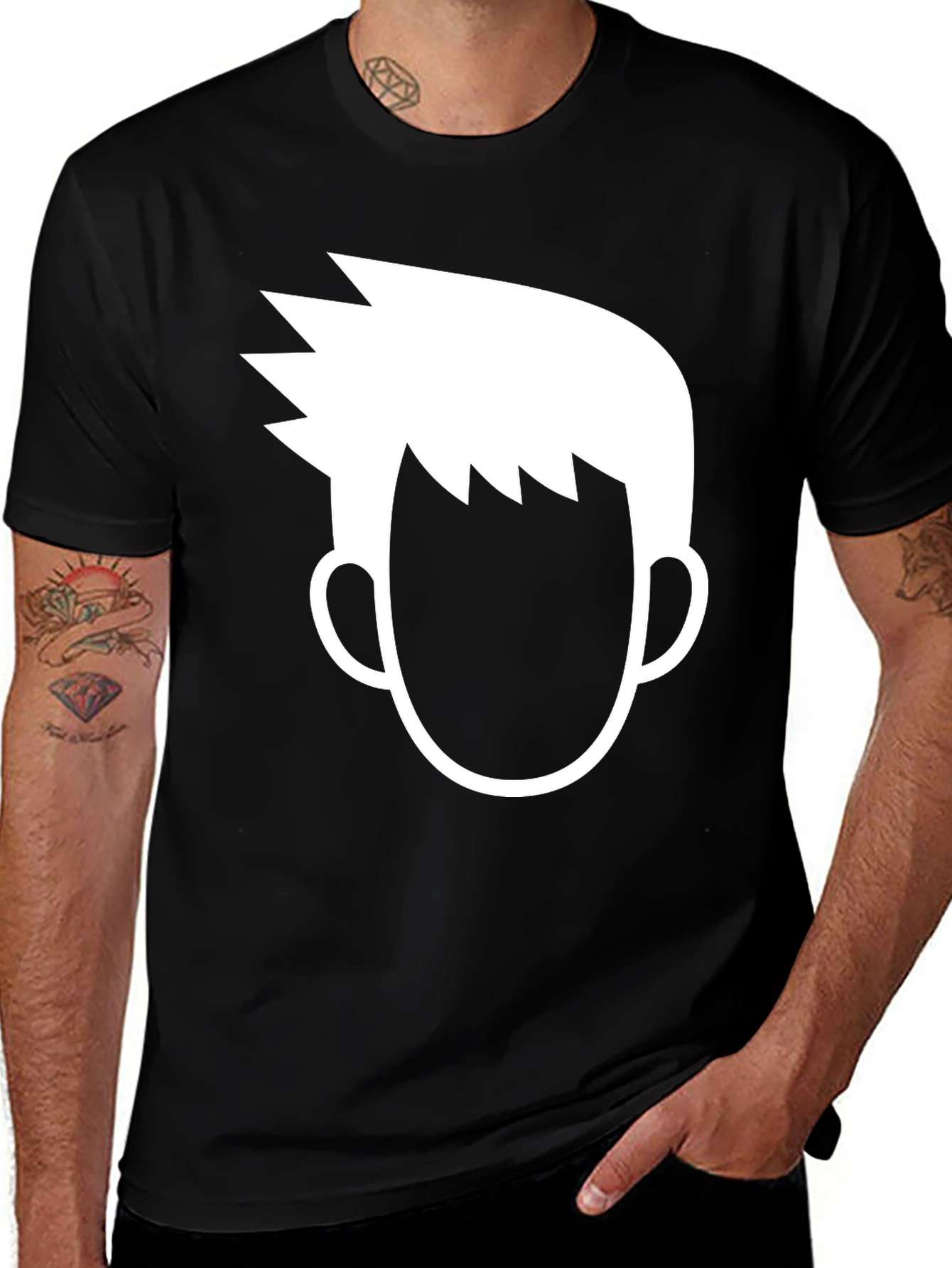 Modern Graphic Tee - Cool Anime Style Portrait T-Shirt