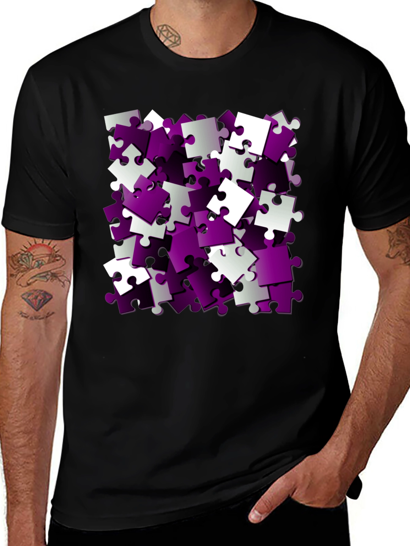 Variant 30 of Puzzle Piece T-Shirt - Fun & Stylish Black Tee