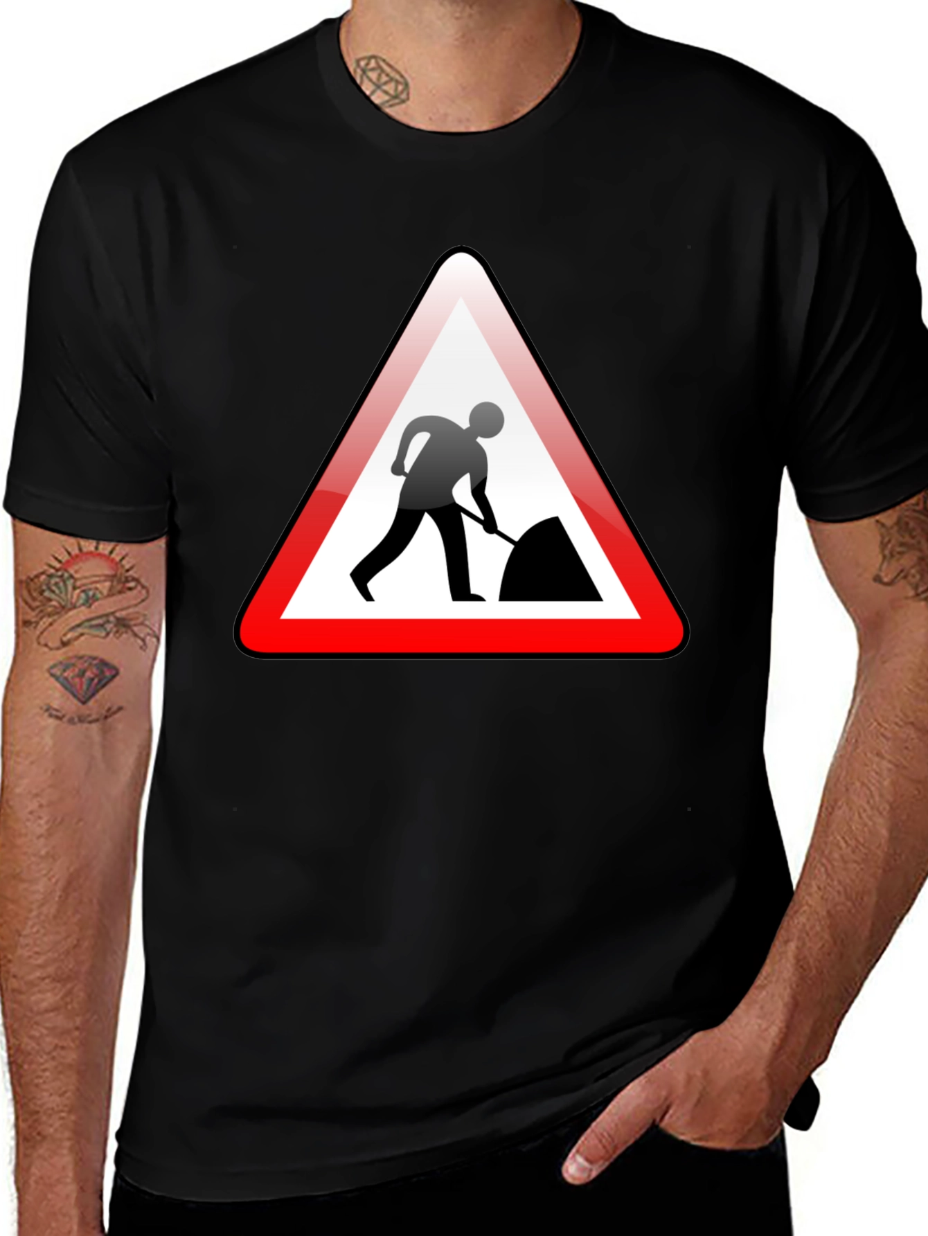 Variant 24 of Men's Black Construction Worker T-Shirt