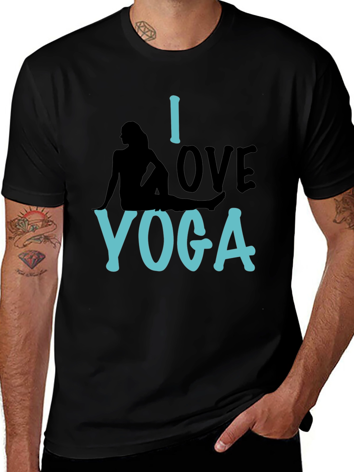 Variant 3 of I Love Yoga Graphic T-Shirt - Black