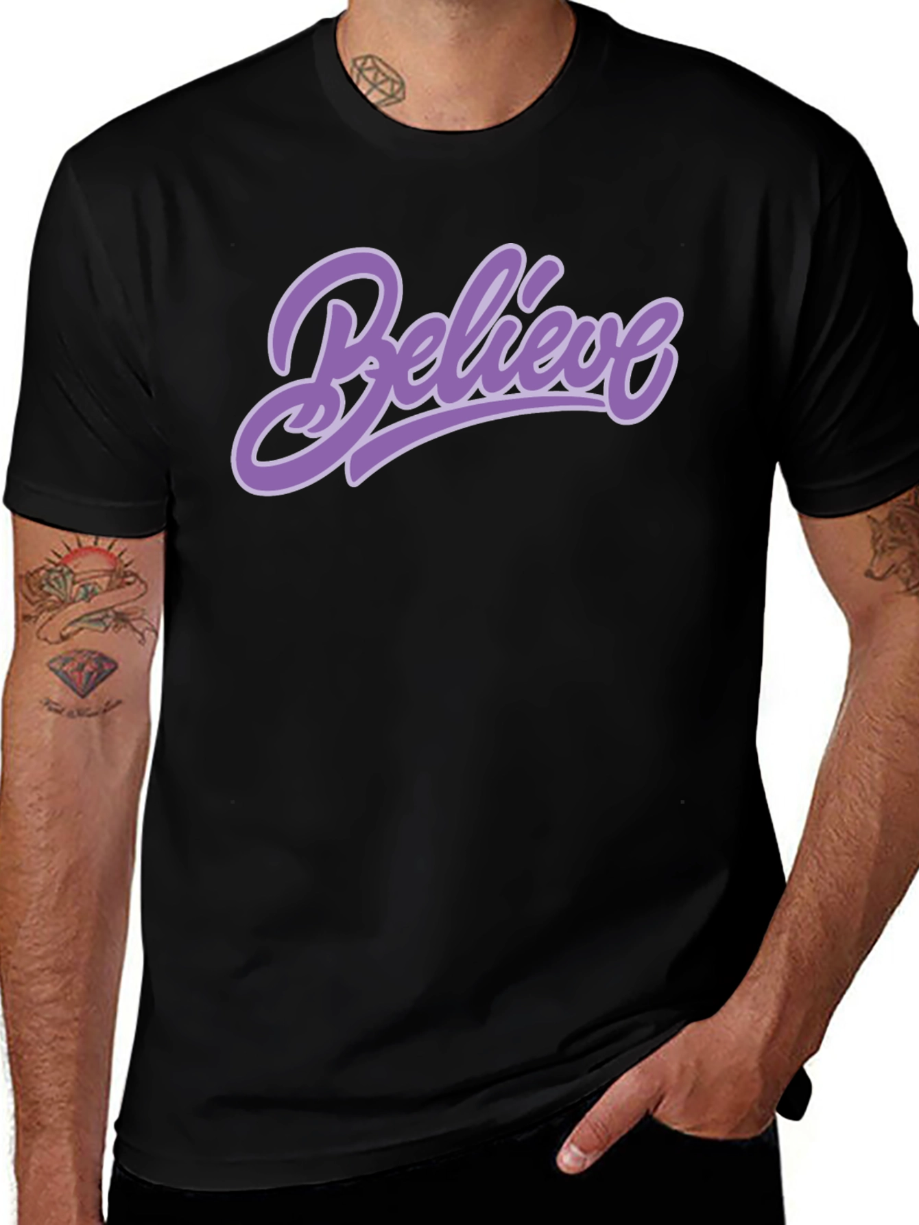 Variant 6 of Believe Graphic Tee - Black Cotton T-Shirt
