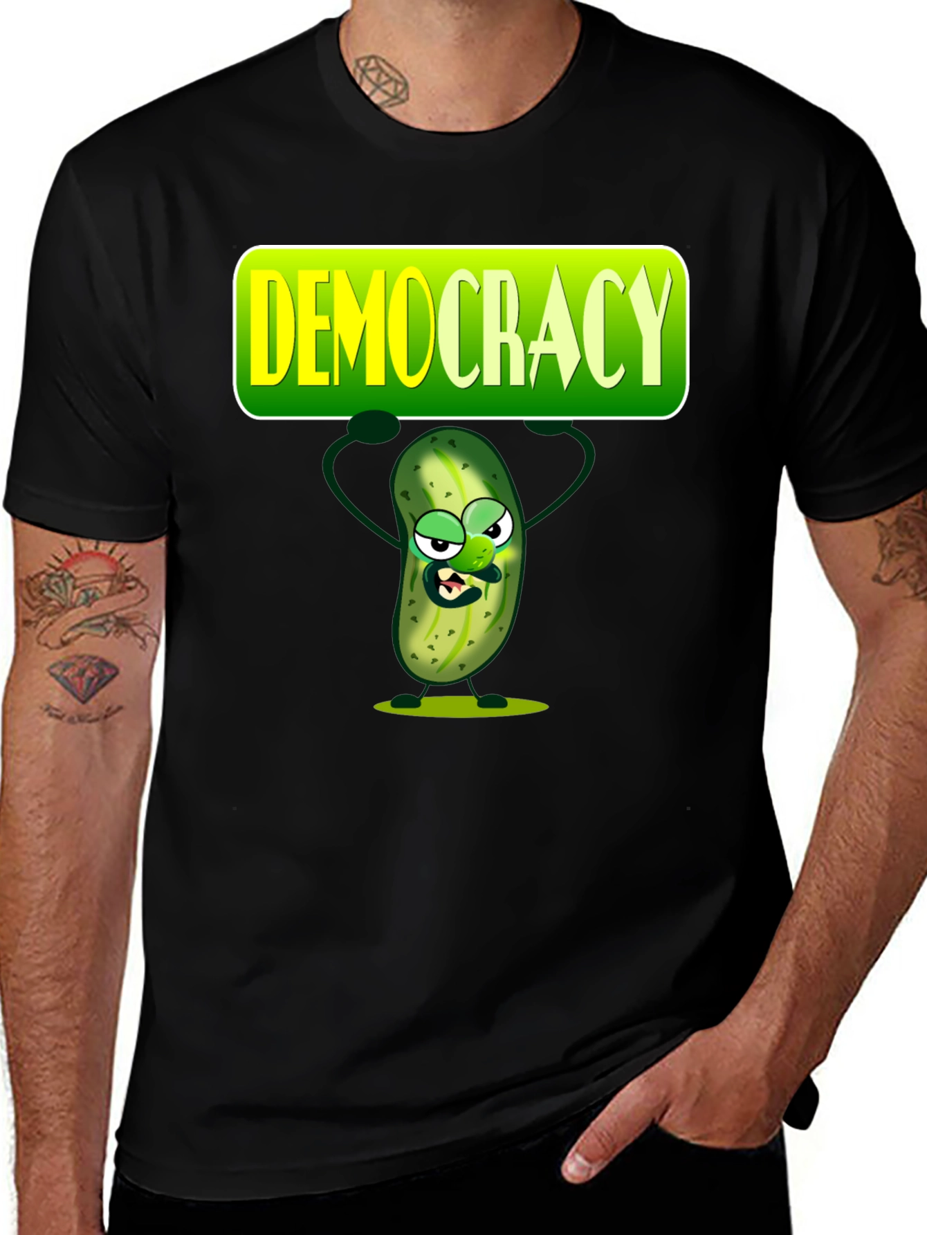 Variant 24 of Democracy Pickle Graphic T-Shirt - Black