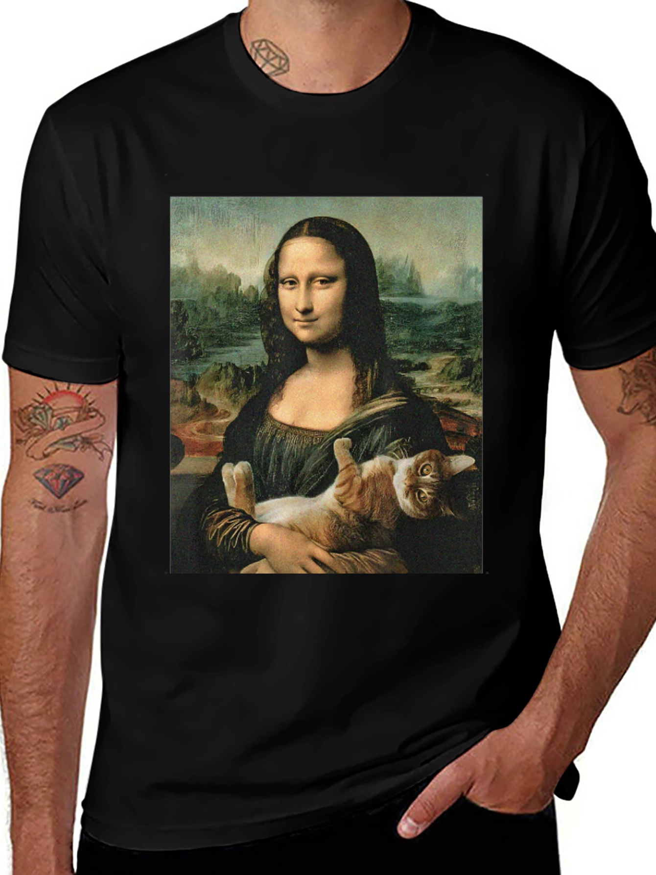 Variant 25 of Mona Lisa Cat T-Shirt - Funny Art Tee
