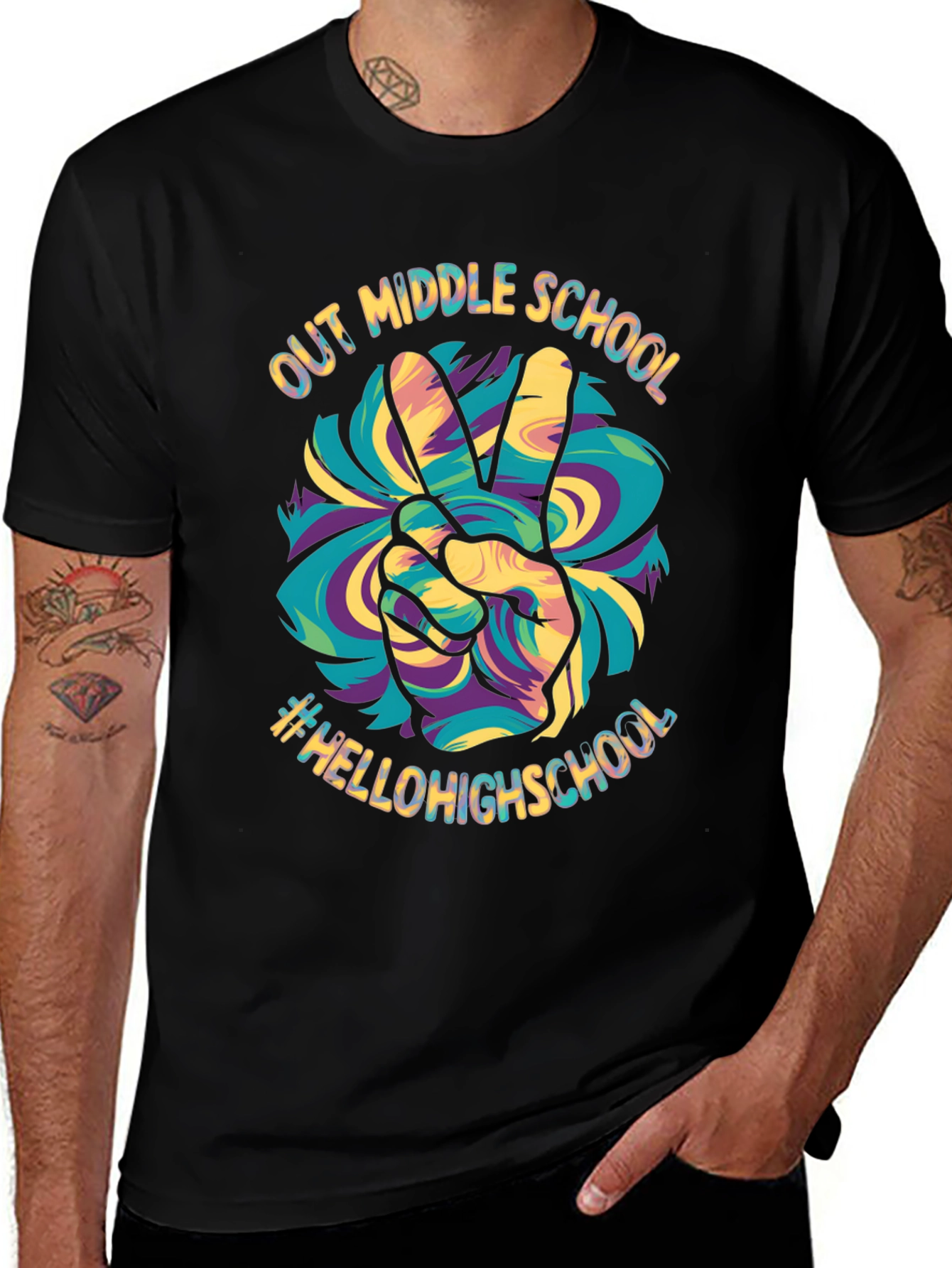 Variant 28 of Out Middle School Peace Sign Graphic Tee
