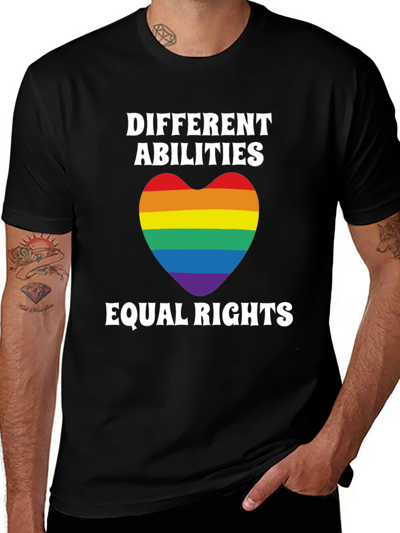 Equality T-Shirt - Rainbow Heart Design