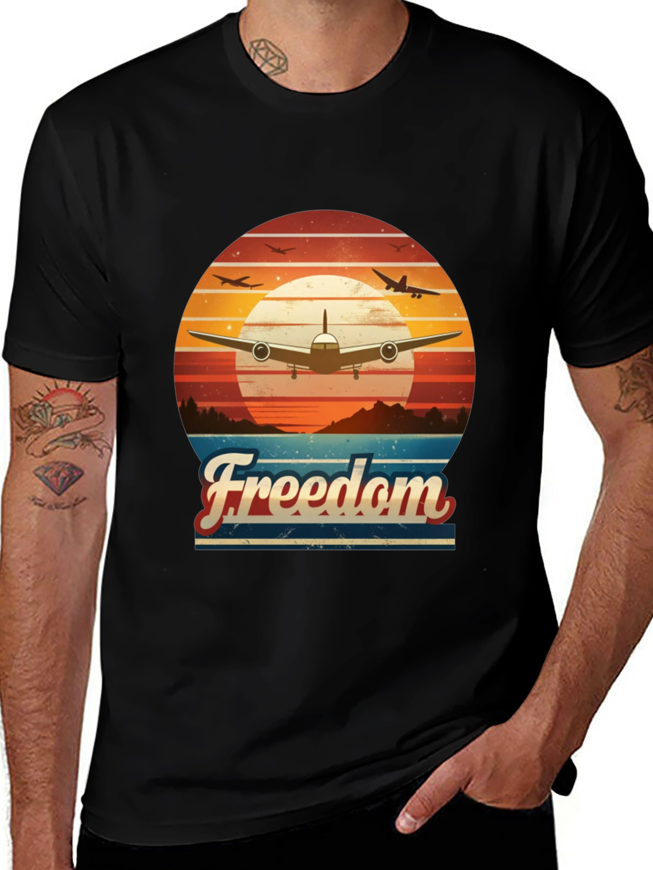 Variant 19 of Vintage Airplane Freedom T-Shirt