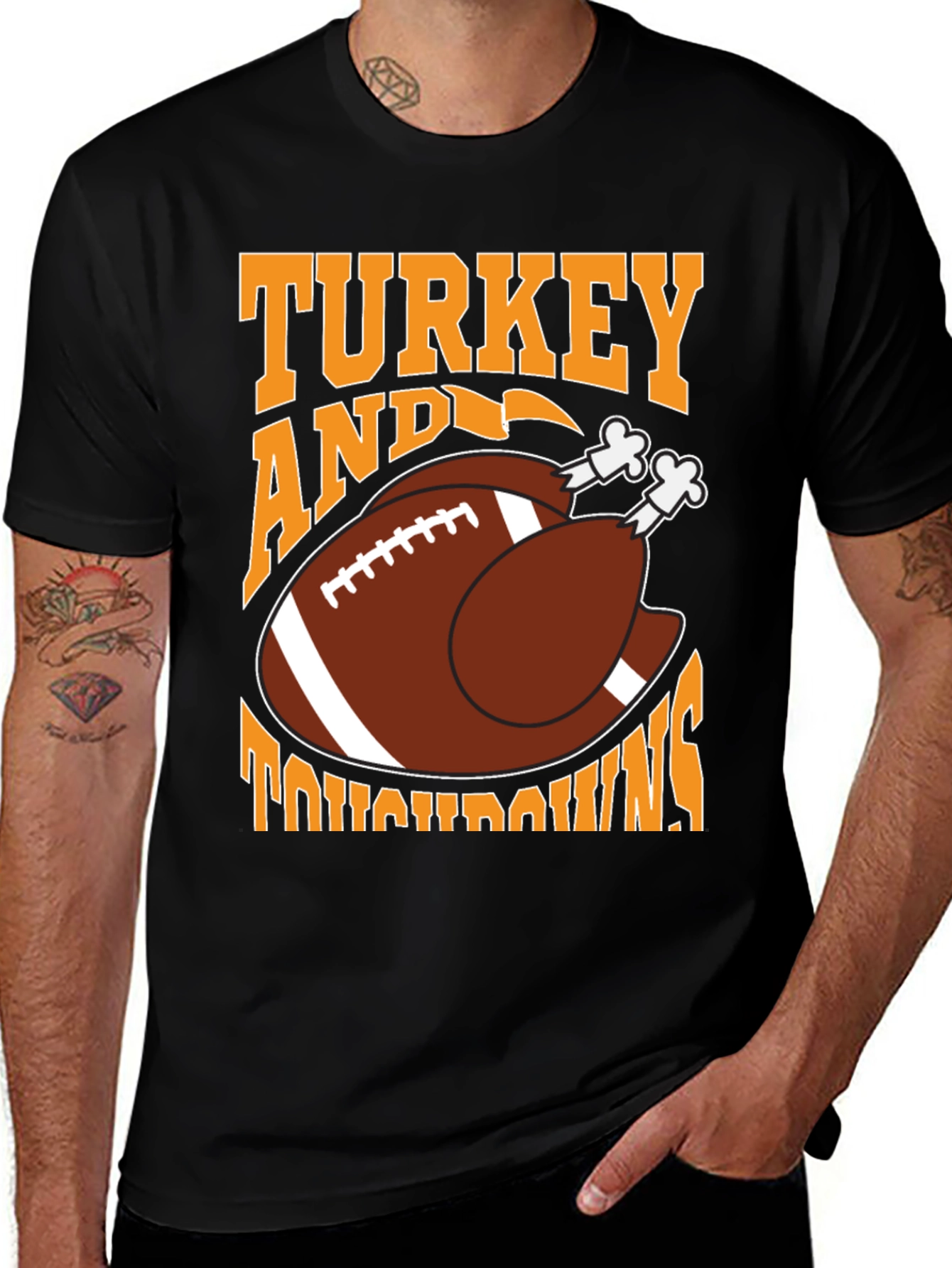 Variant 9 of Turkey and Touchdowns Graphic Tee