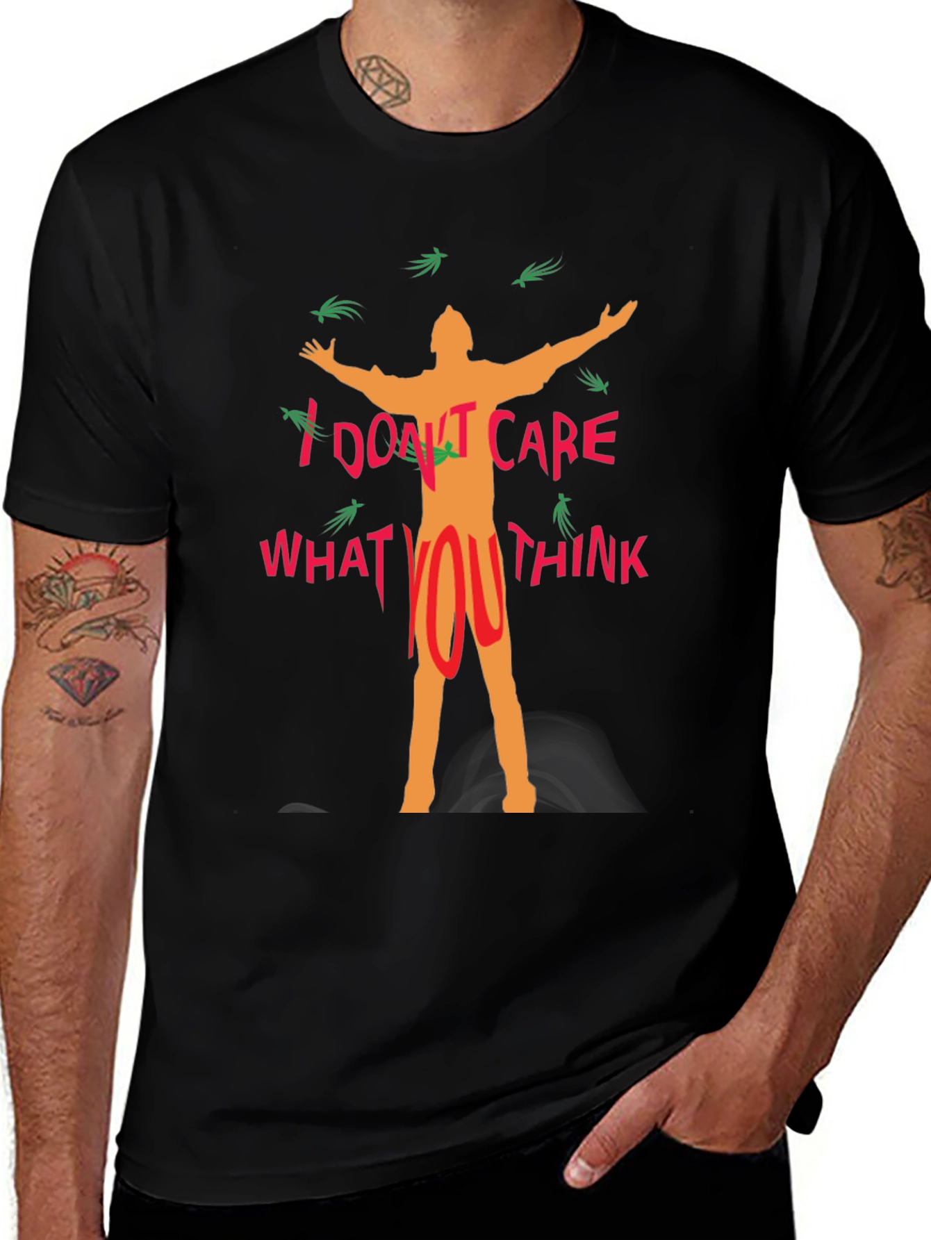Variant 4 of I Don't Care What You Think Black T-Shirt