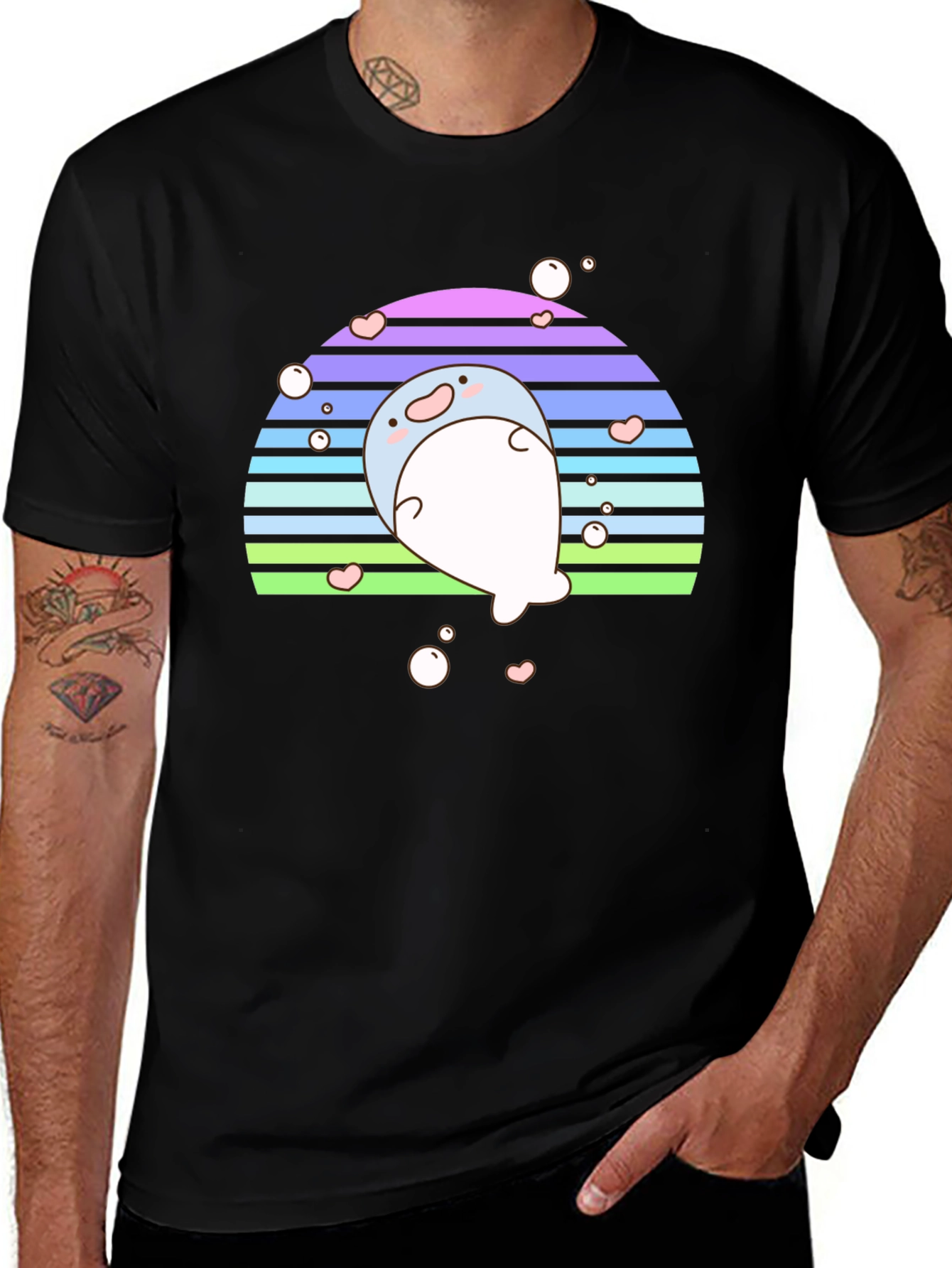 Variant 6 of Kawaii Seal Rainbow T-Shirt - Cute Animal Tee