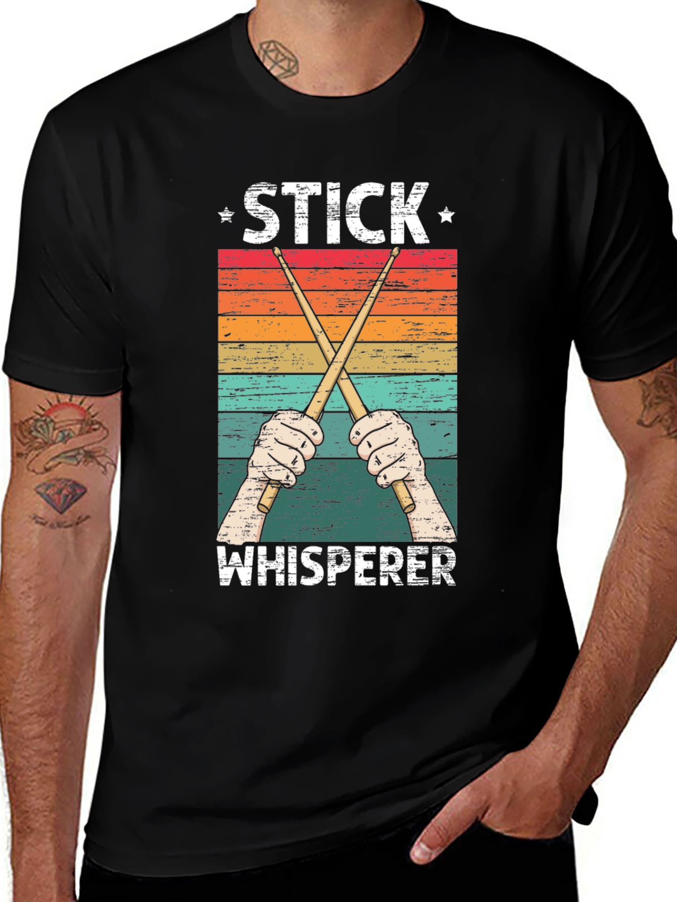 Variant 7 of Stick Whisperer Drummer T-Shirt