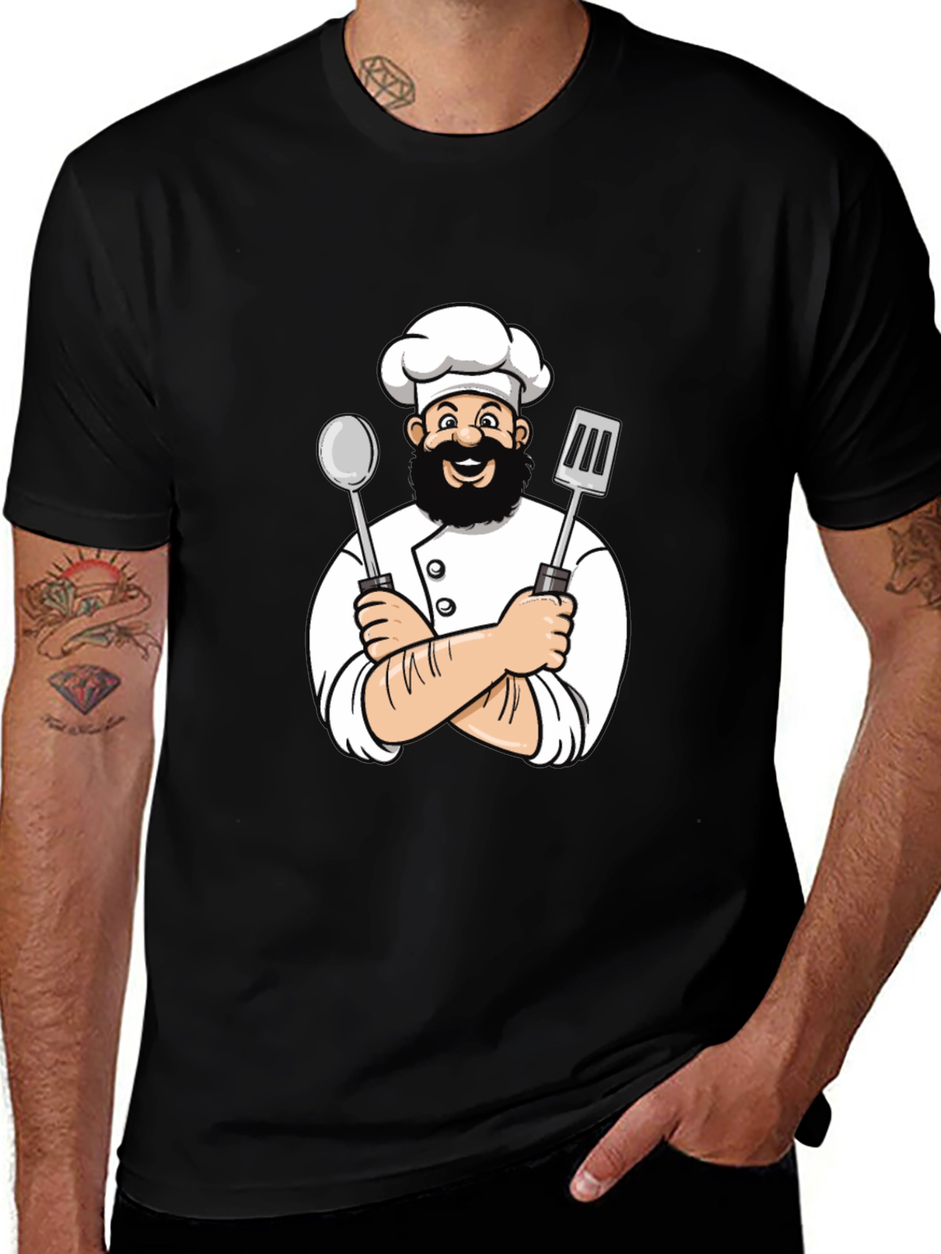 Variant 30 of Chef Cartoon Graphic Black T-Shirt