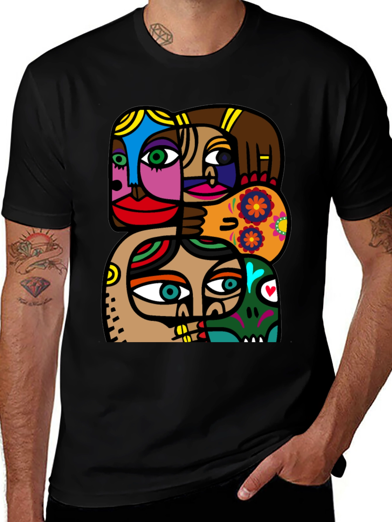 Variant 28 of Abstract Faces Graphic T-Shirt - Modern Art Tee