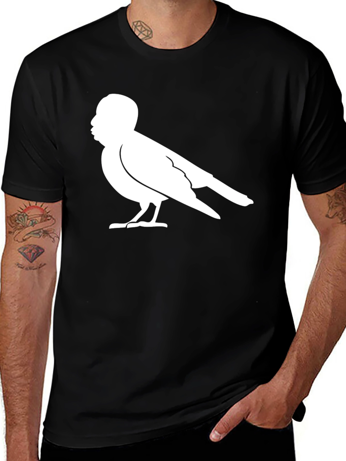 Variant 19 of Unique Pigeon Profile Silhouette Black T-Shirt