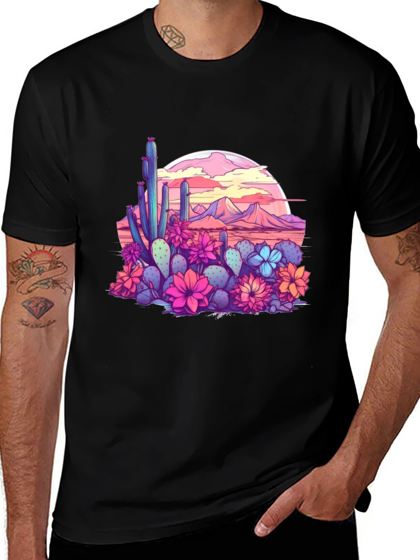 Variant 25 of Cactus Sunset Graphic Tee - Desert Vibes T-Shirt