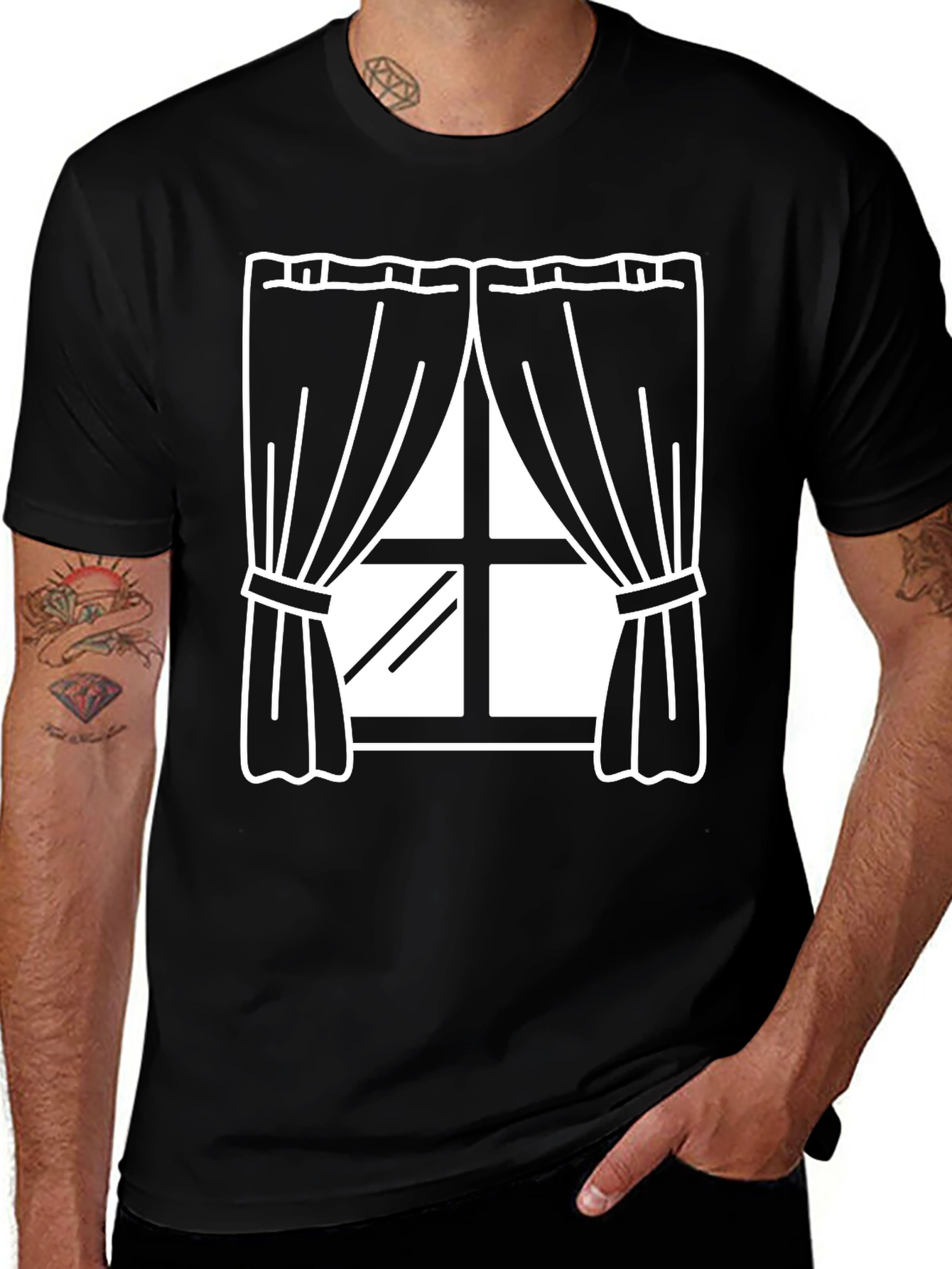 Variant 24 of Window Graphic T-Shirt - Black Cotton Tee