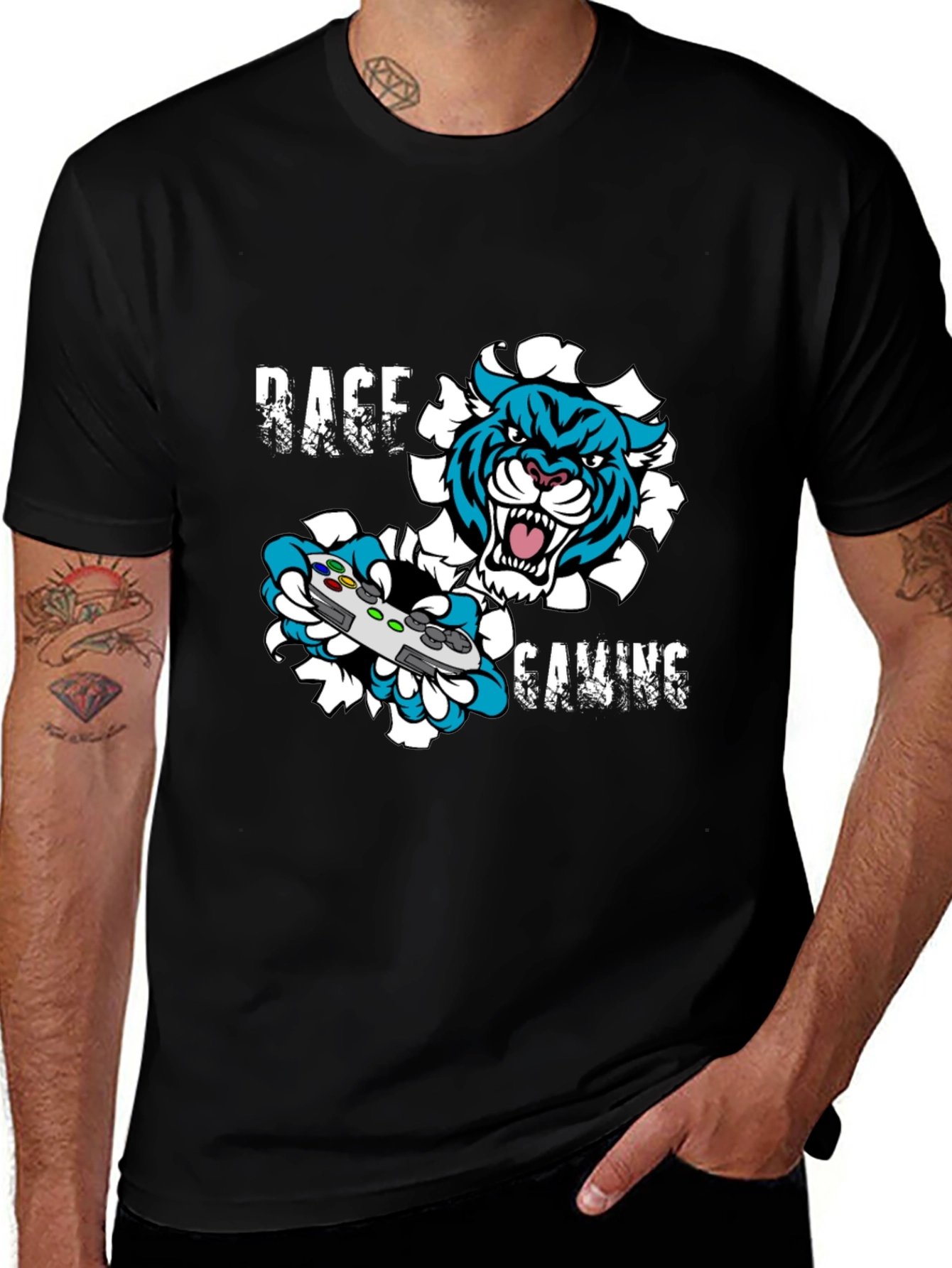 Variant 12 of Rage Gaming Black Graphic T-Shirt