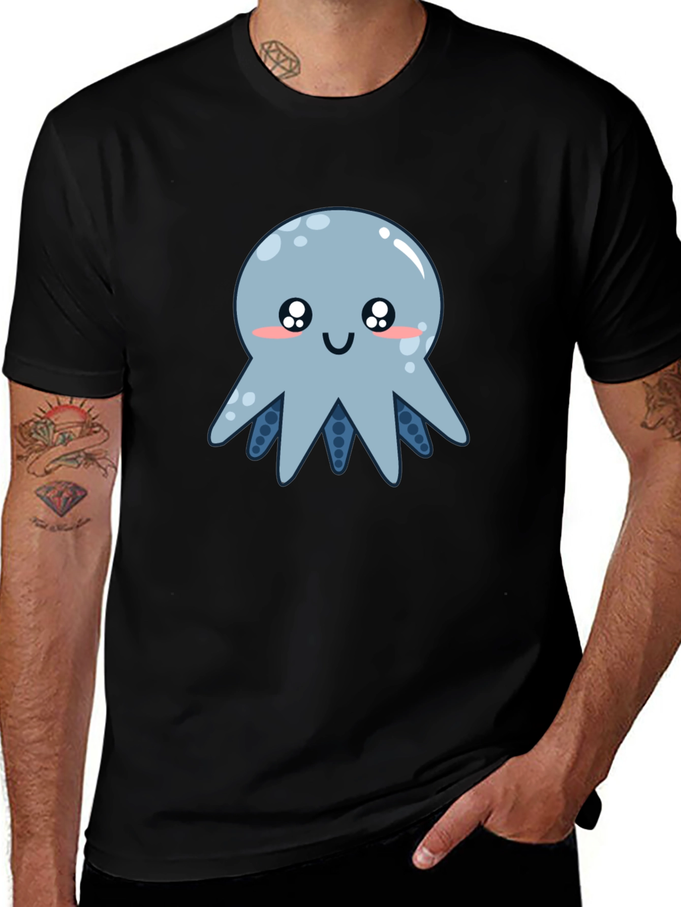 Variant 14 of Cute Octopus Graphic T-Shirt - Black