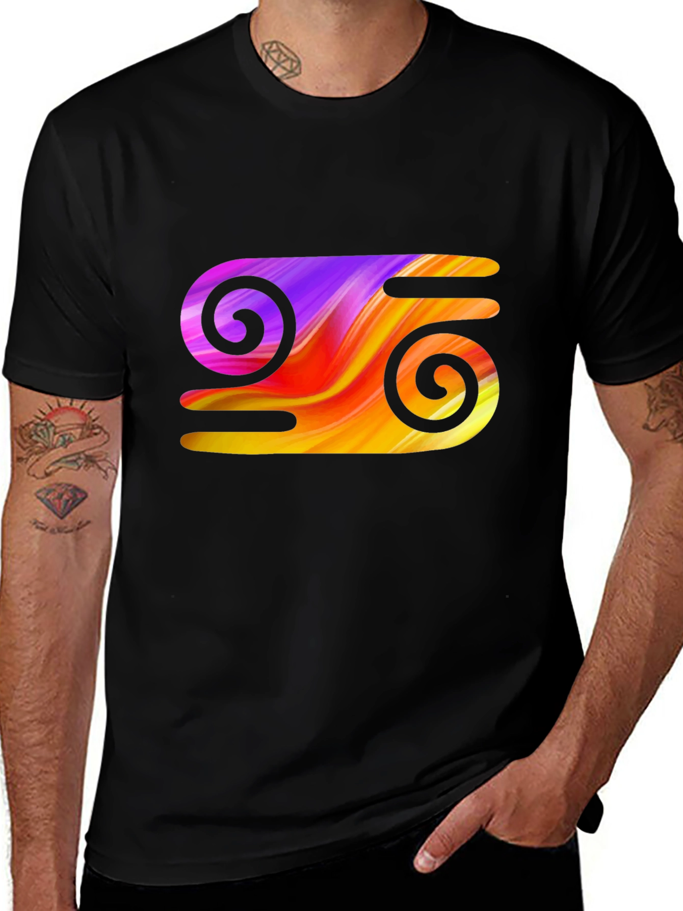 Variant 7 of Abstract Swirl Graphic Tee - Stylish Black T-Shirt