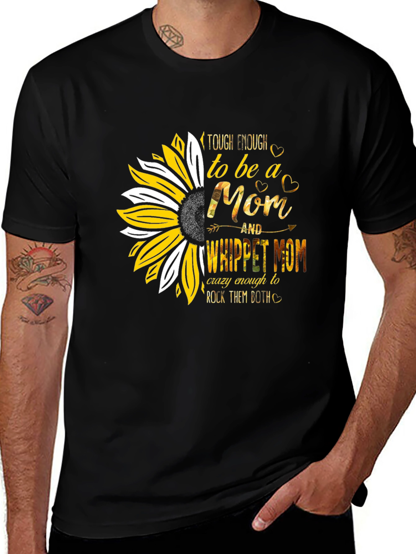 Variant 6 of Tough Enough Mom & Whippet Mom Sunflower Graphic Tee