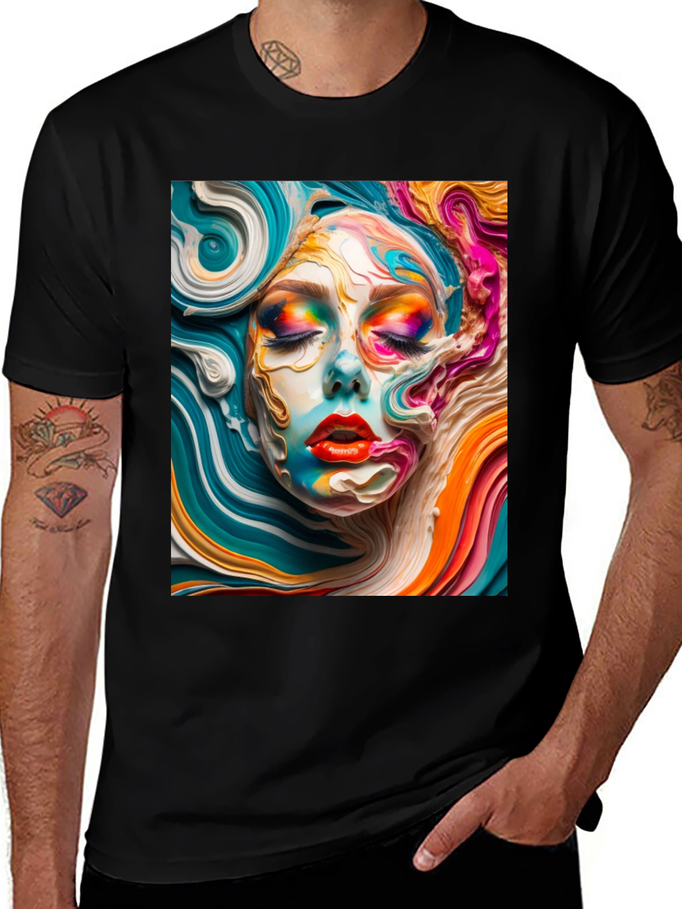 Variant 30 of Abstract Face Graphic Tee - Artistic Unisex T-Shirt