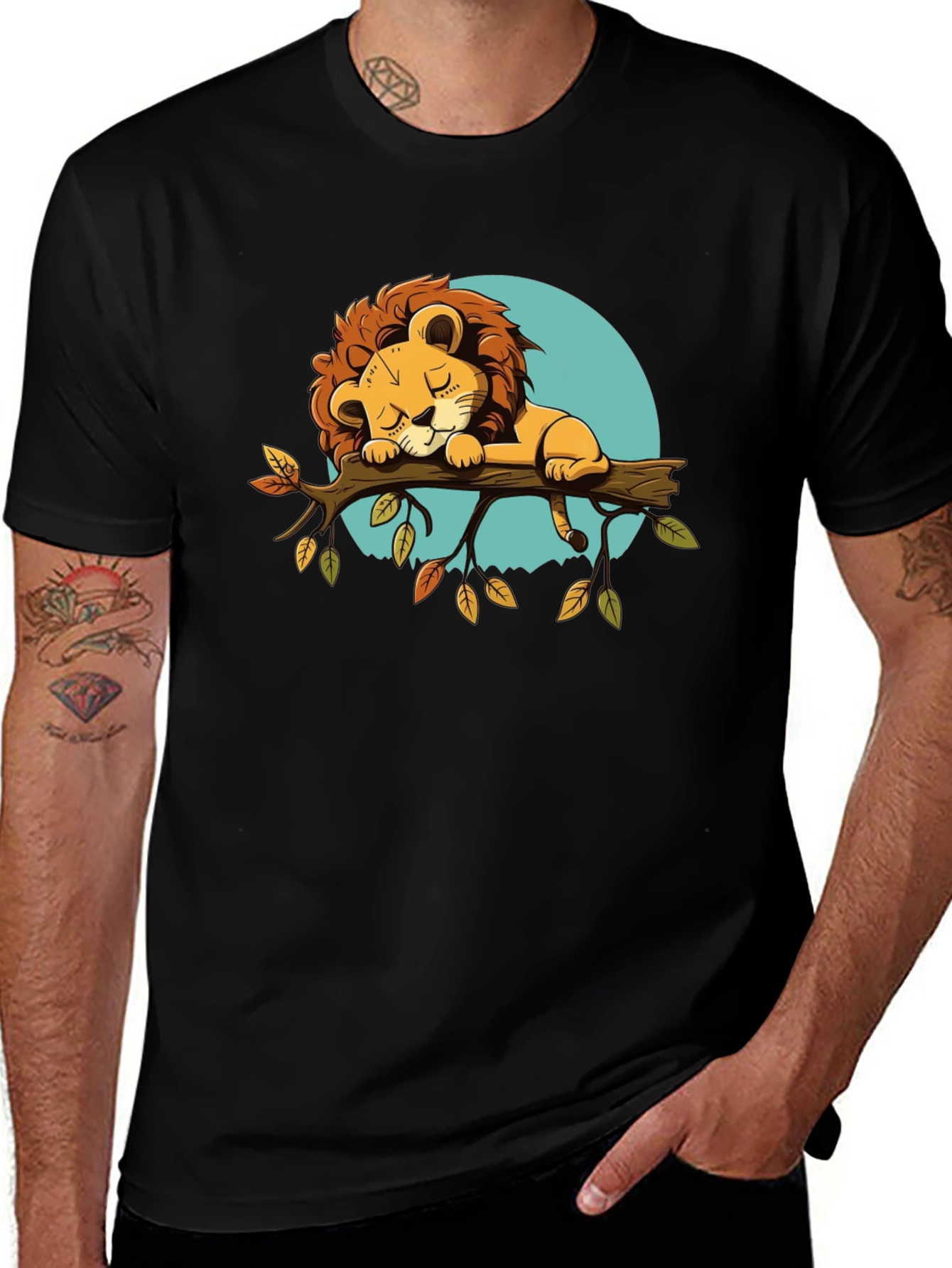 Variant 14 of Lion Nap T-Shirt - Cute Cartoon Design