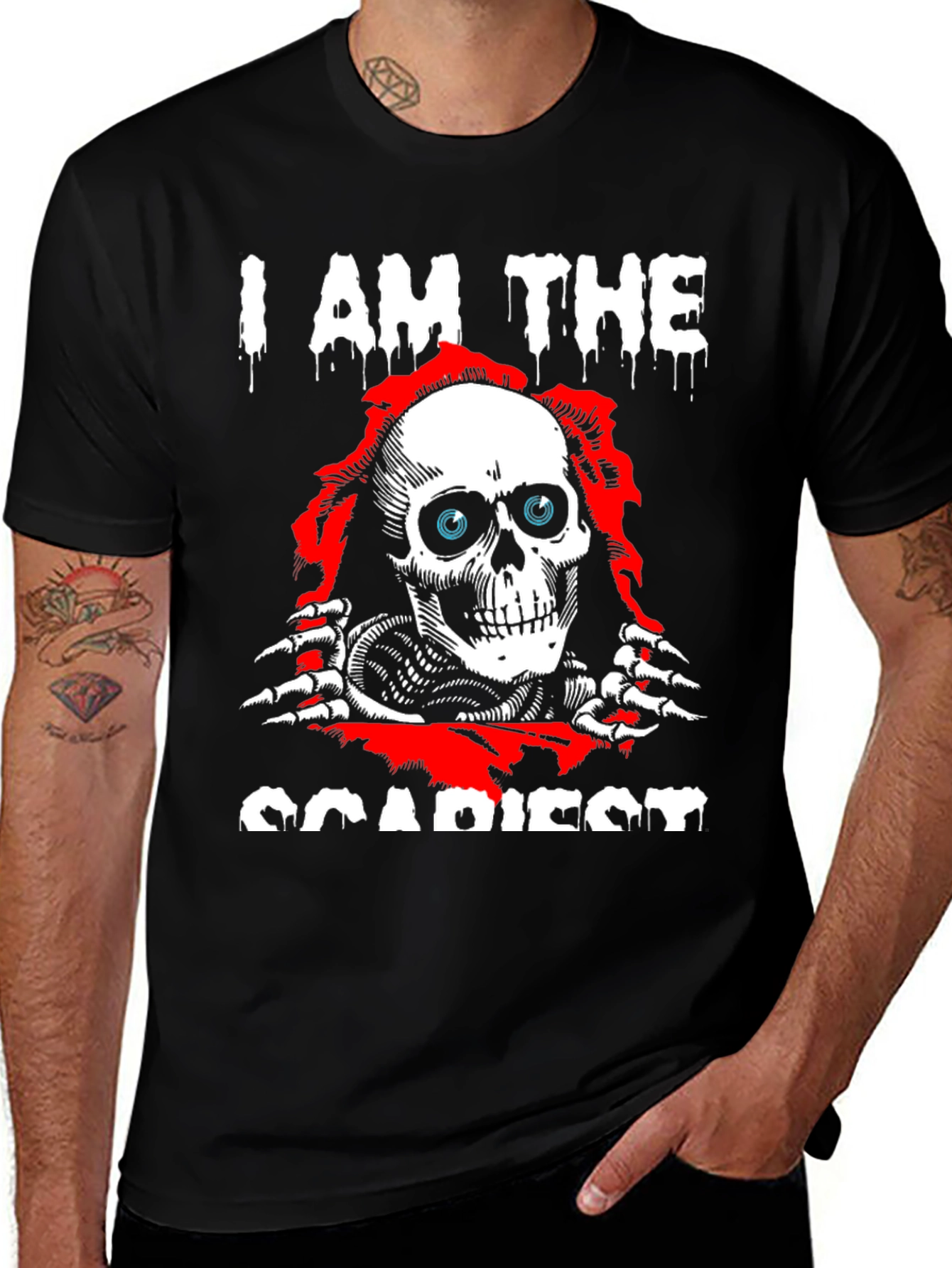 Variant 23 of "I Am The Scariest" Skull Graphic Black T-Shirt