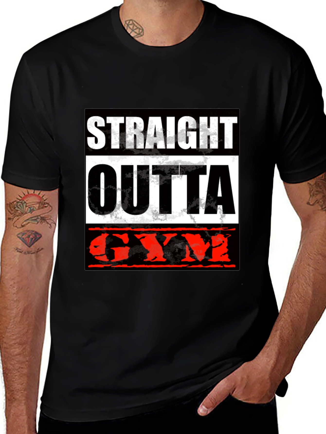Variant 3 of Straight Outta Gym Black T-Shirt