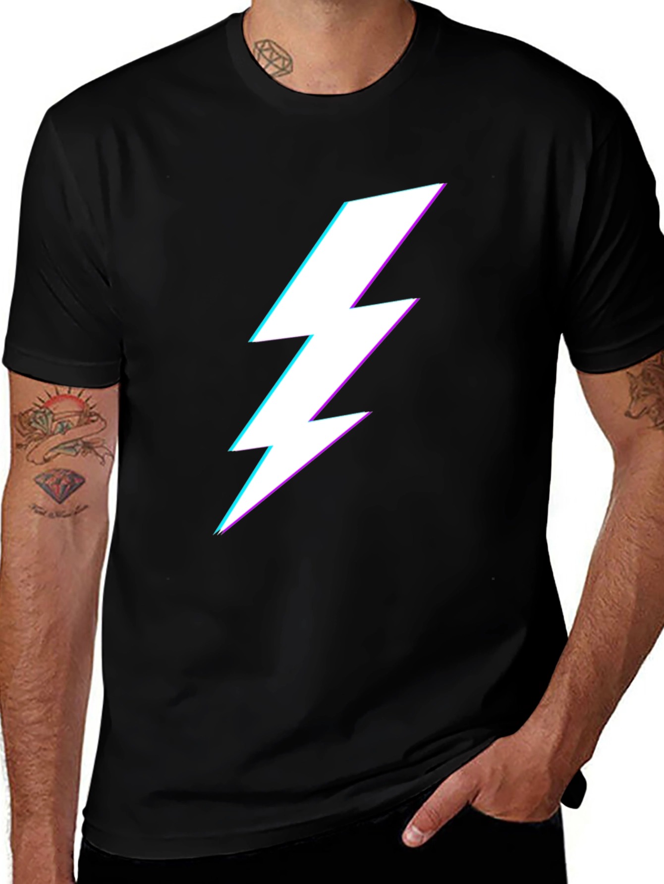 Variant 27 of Black T-Shirt with Lightning Bolt Graphic