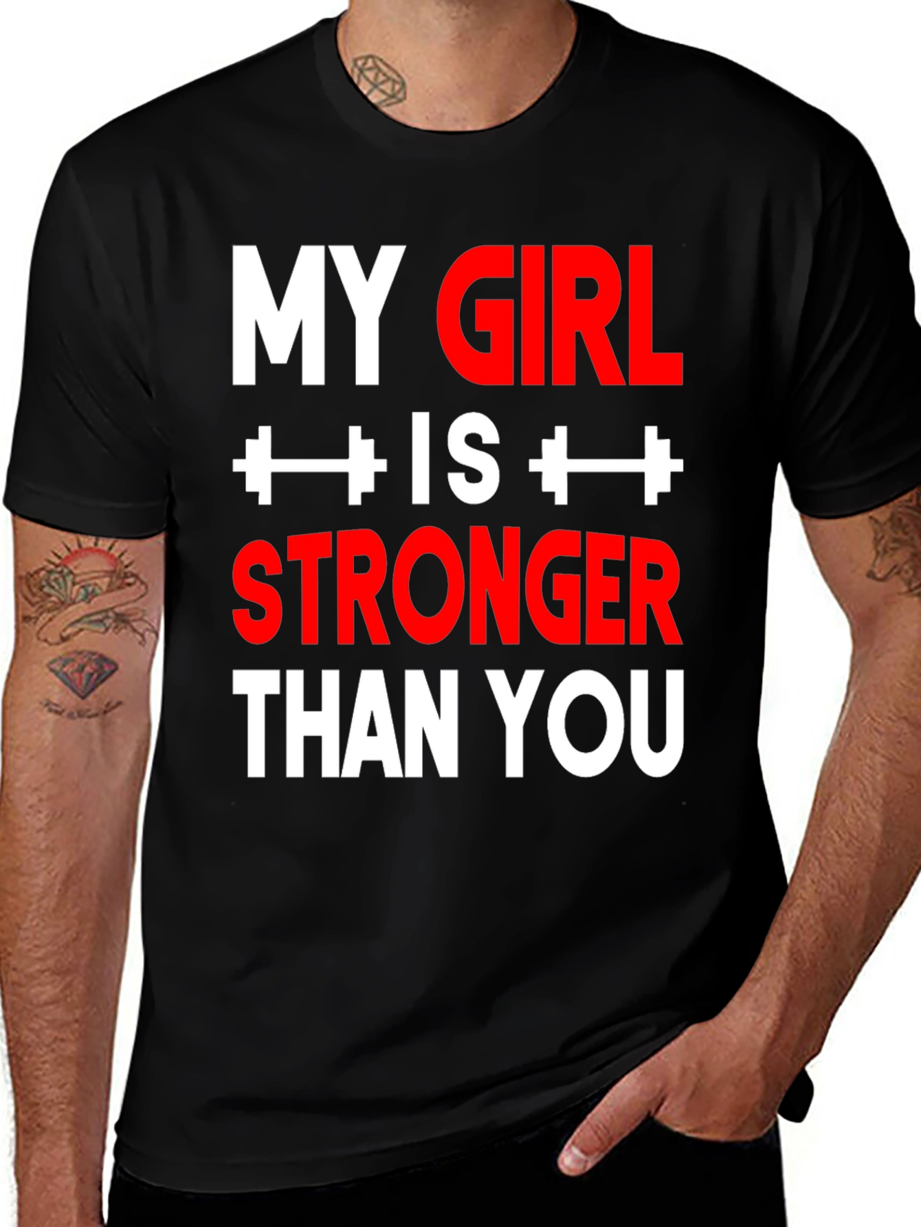 Variant 3 of My Girl is Stronger Than You - Funny Gym T-Shirt